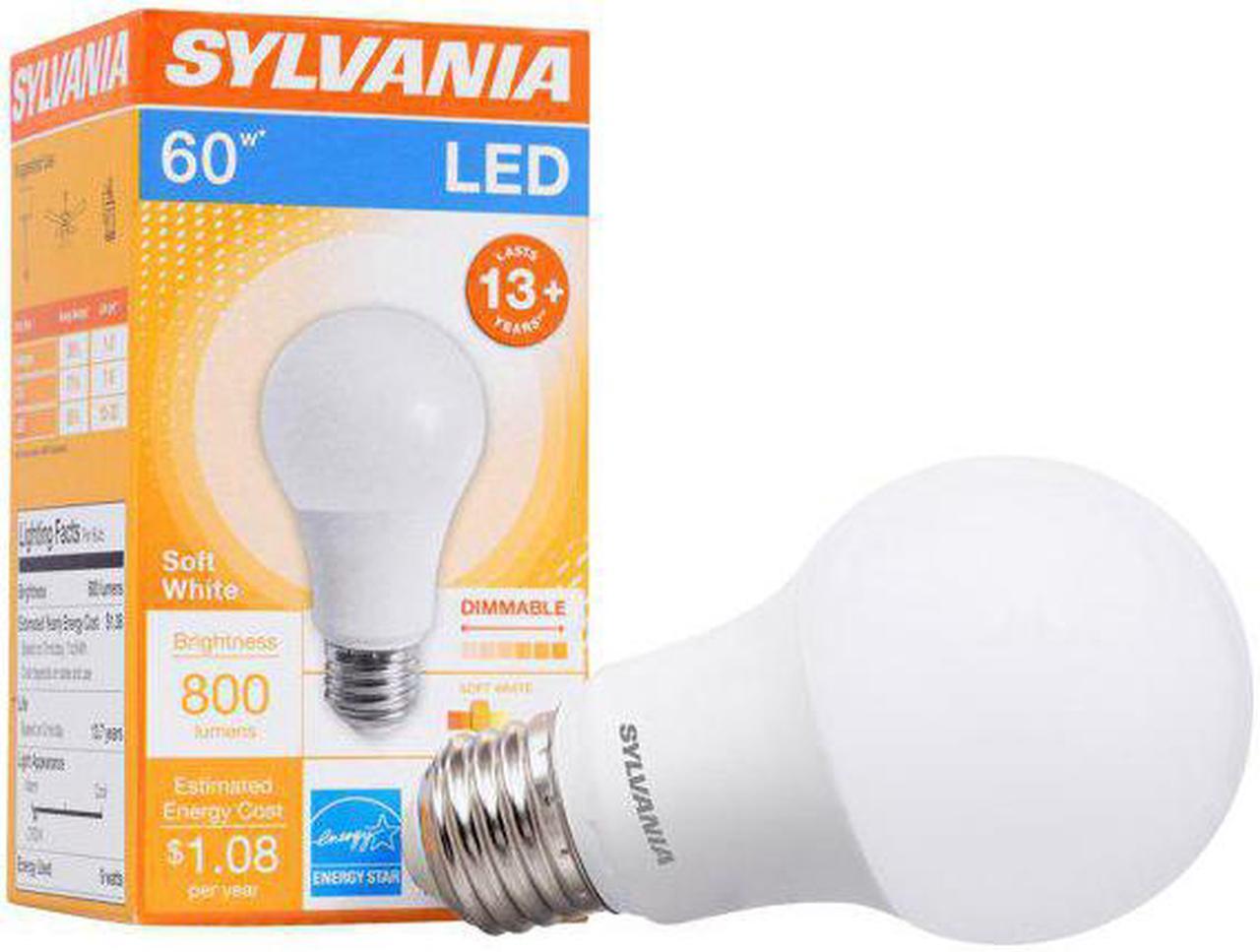 Alt view image 3 of 4 - (pack of 3) Sylvania LED Light Bulb, 60 watt equivalent A19, Soft White, Dimmable, 9 watt, 800 lumen