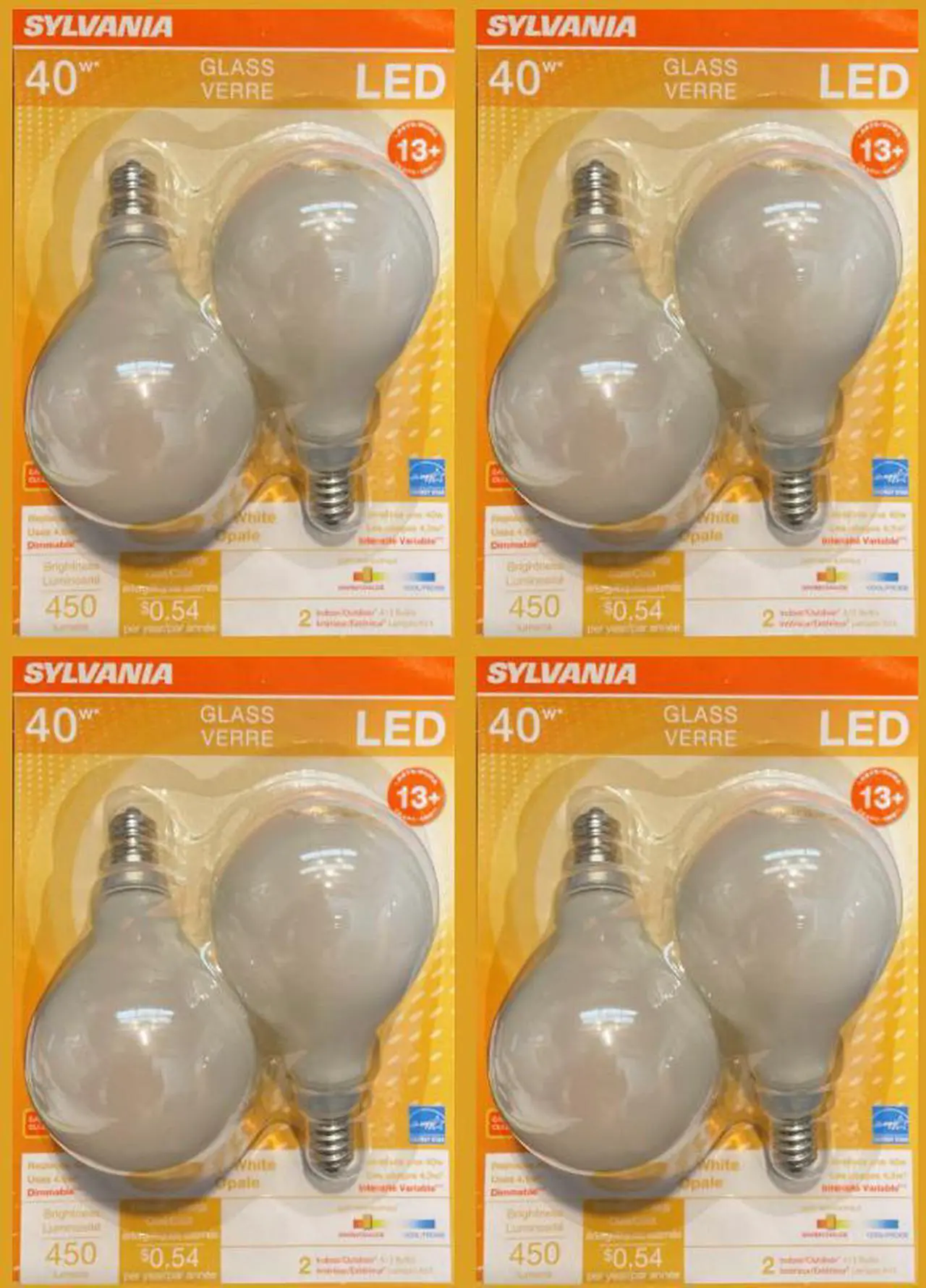 Alt view image 2 of 4 - (8 bulbs) Sylvania 40524 - LED A15 A Line Pear LED Light Bulb, Candelabra base, 2700K Soft White Glass LED Light Bulb