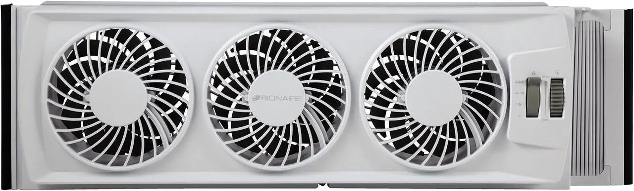 Alt view image 8 of 12 - Bionaire Thin Window Fan with Comfort Control Manual Thermostat BWF0502M-WM