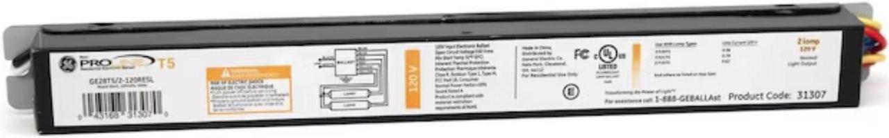 Main image of GE 31307 Proline T5 2-Bulb Electronic Ballast, GE28T5/2-120RESL, Rapid start