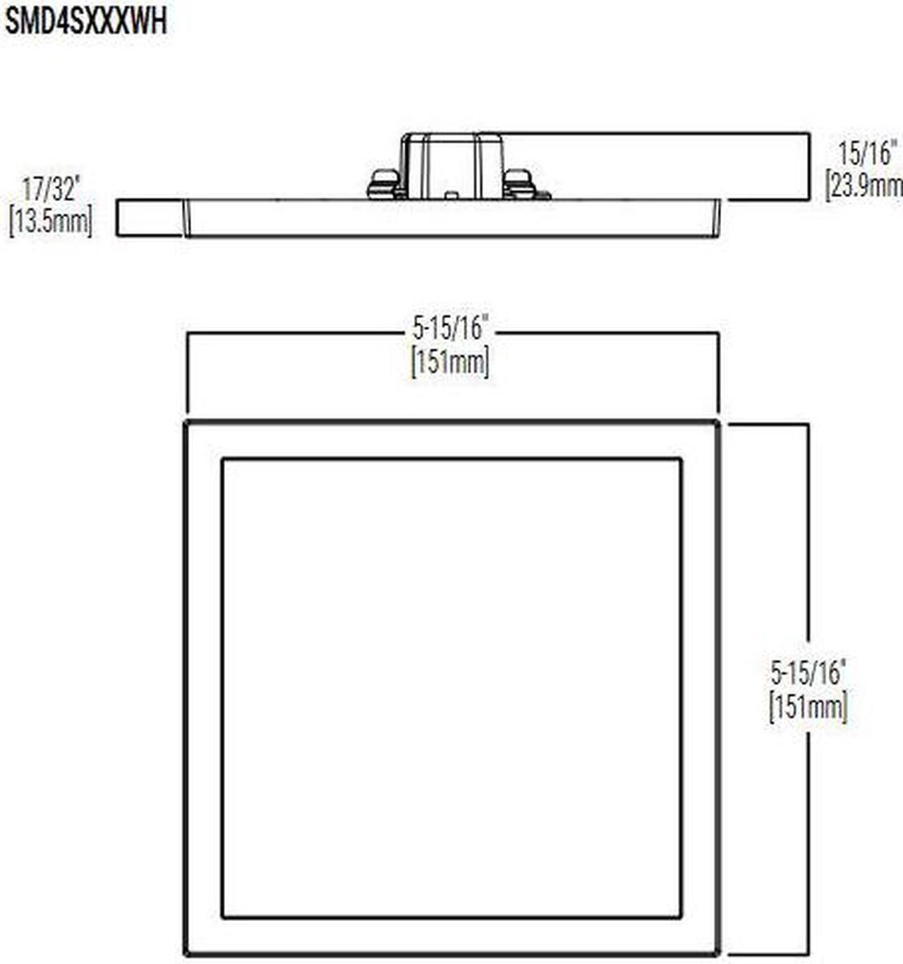 Alt view image 2 of 2 - (case of 6) Halo SMD 4 in LED Square Surface Mount, white, Dimmable LED Recessed Retrofit Downlight (Fits 4 inch Housing Diameter), SMD4S6930WH