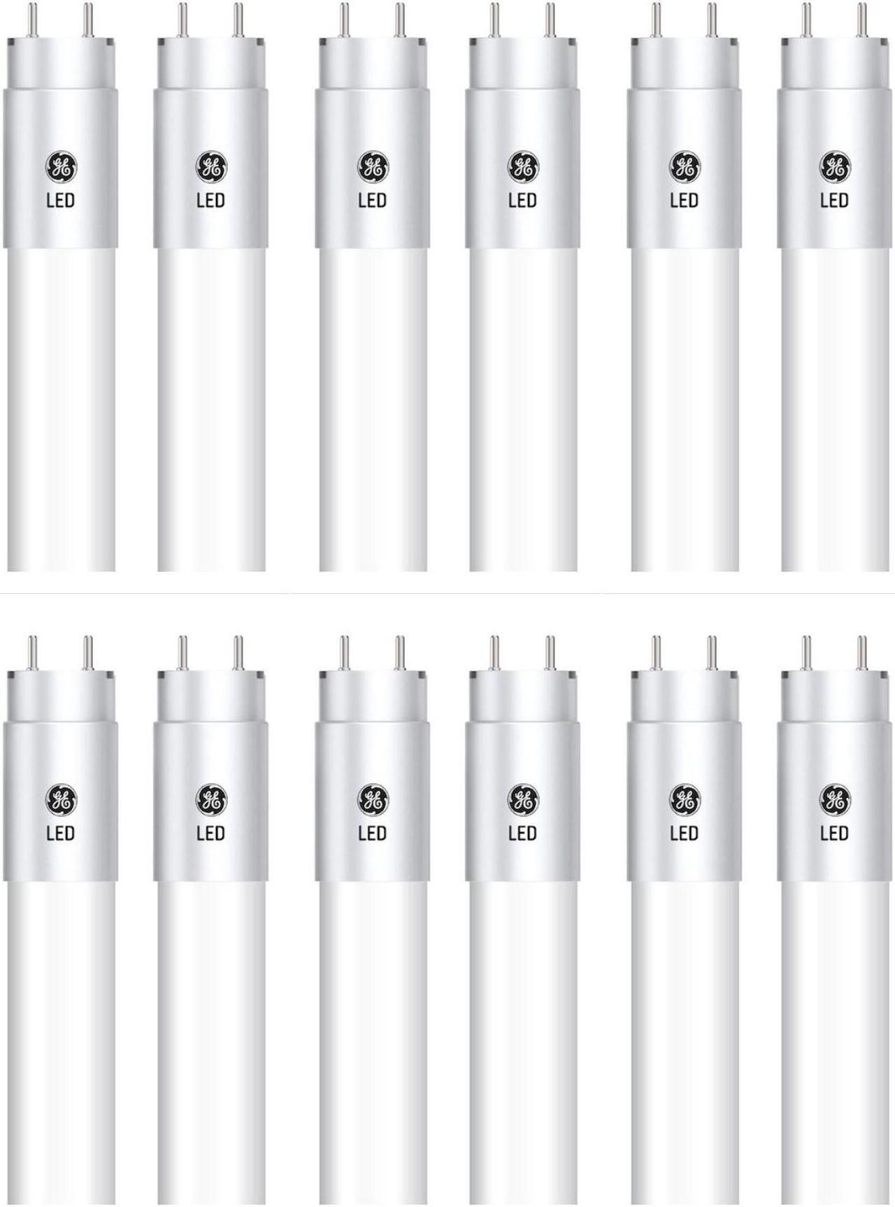 Main image of (12 tubes) GE T8 LED Tube, 48 inch, 15 watts, 1800 lumens, 5000K Sunshine Cool White, Type A plug and play, fast and easy LED upgrade for 4-ft T8 fluorescent lamp