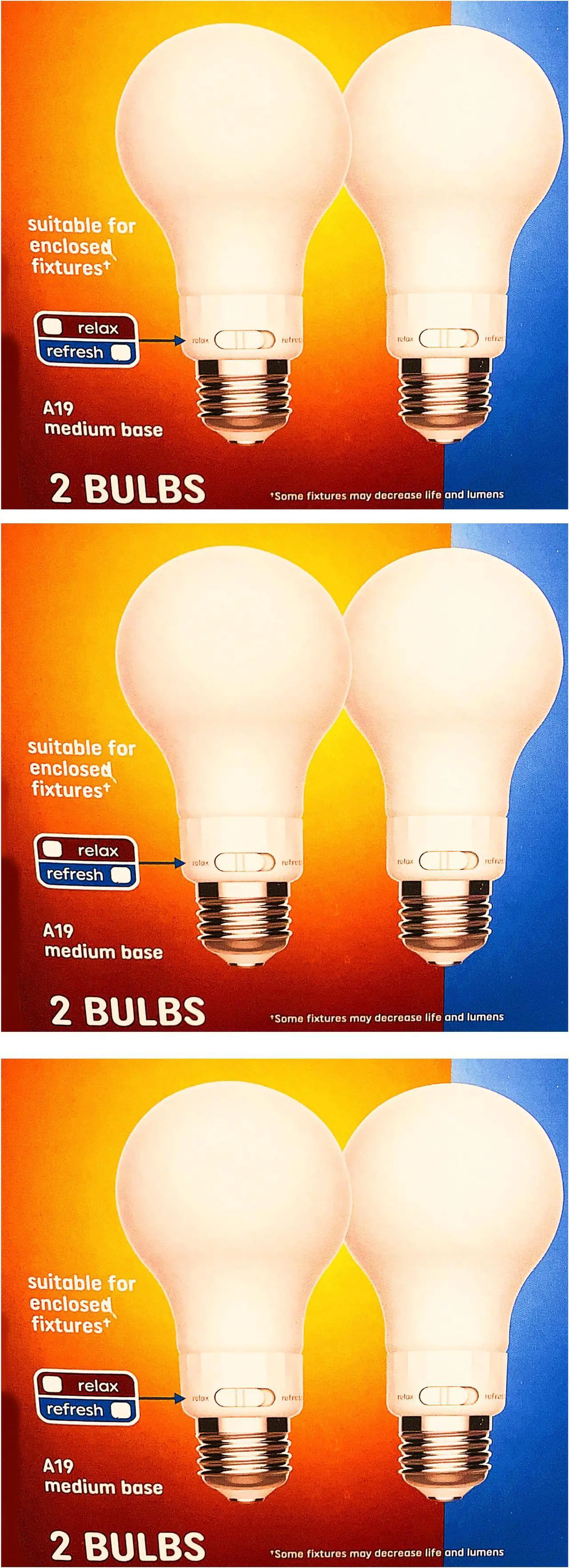 Alt view image 2 of 4 - (case of 6 bulbs) GE color select LED Indoor LED Light Bulbs, A19, relax or refresh, 2 color options on each bulb, HD Light, Dimmable, 800 Lumens, 60 watt replacment unique colorselect LED Light Bulb