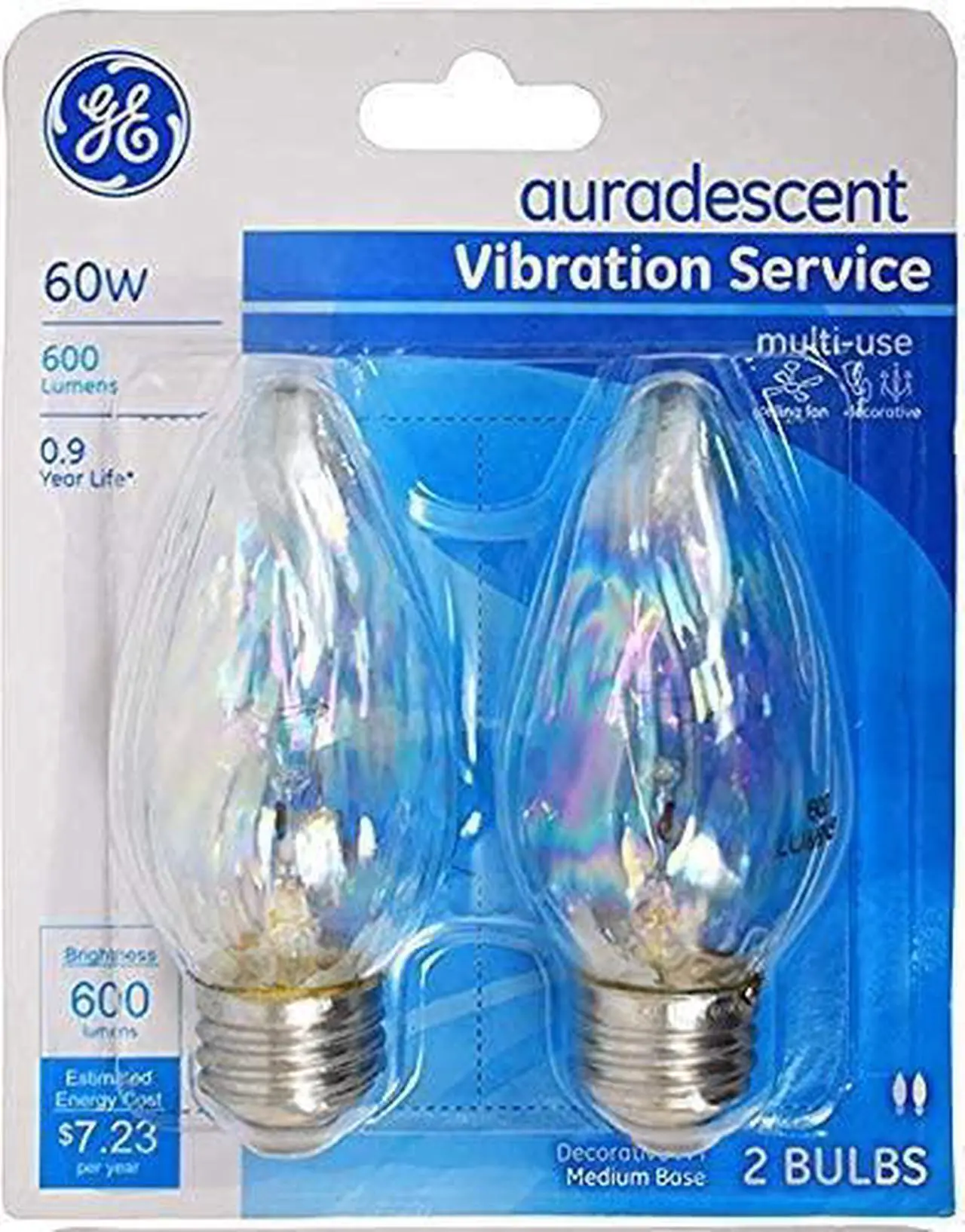 Main image of (pack of 6 bulbs) GE 46110 auradescent Decorative Medium Base Flame bulb, 60 watt 600 lumens