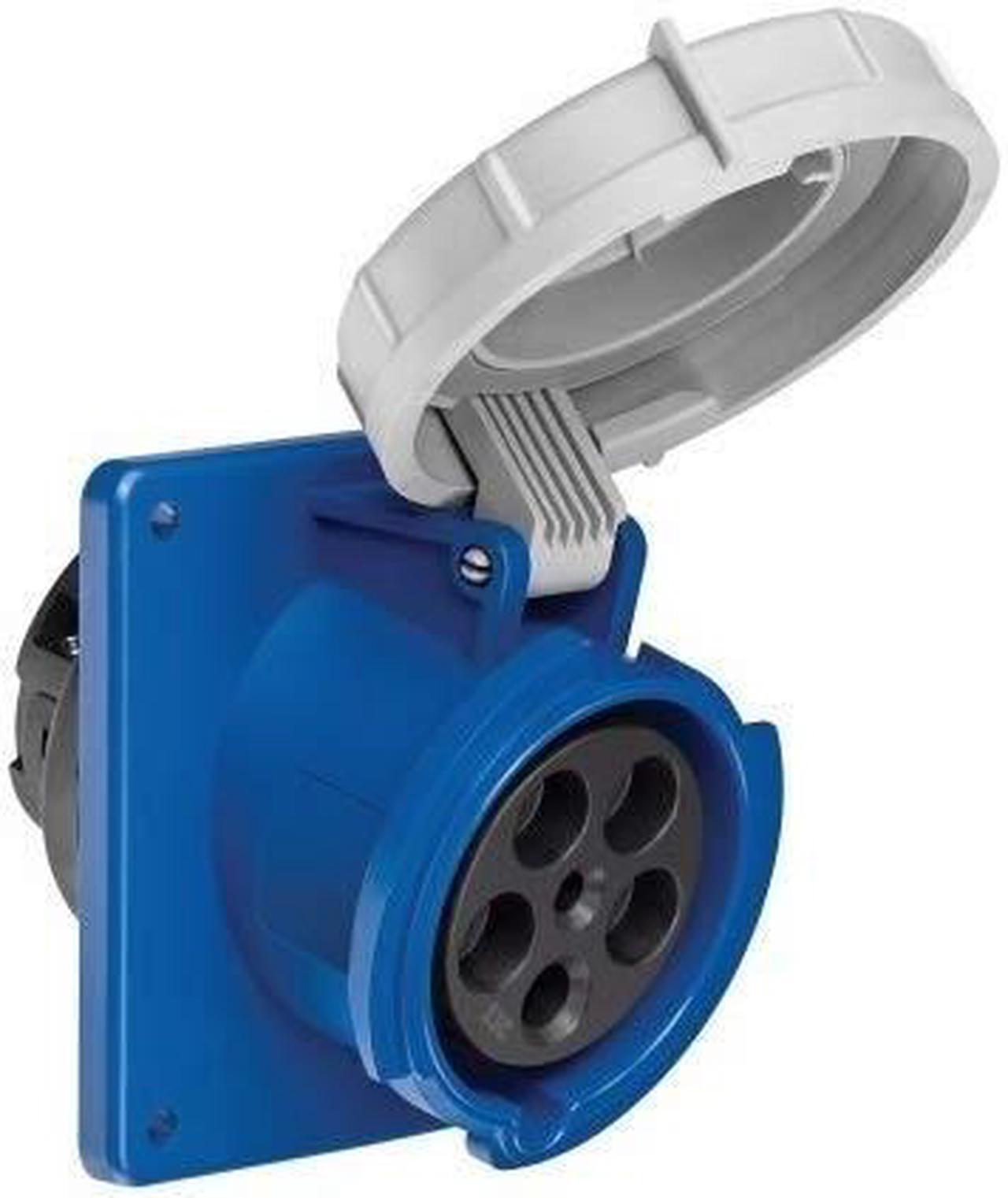 Main image of Eaton AH560R9W Pin and Sleeve Receptacle, 60A 120/208V, 3 phase, 4 pole 5 wire, Blue