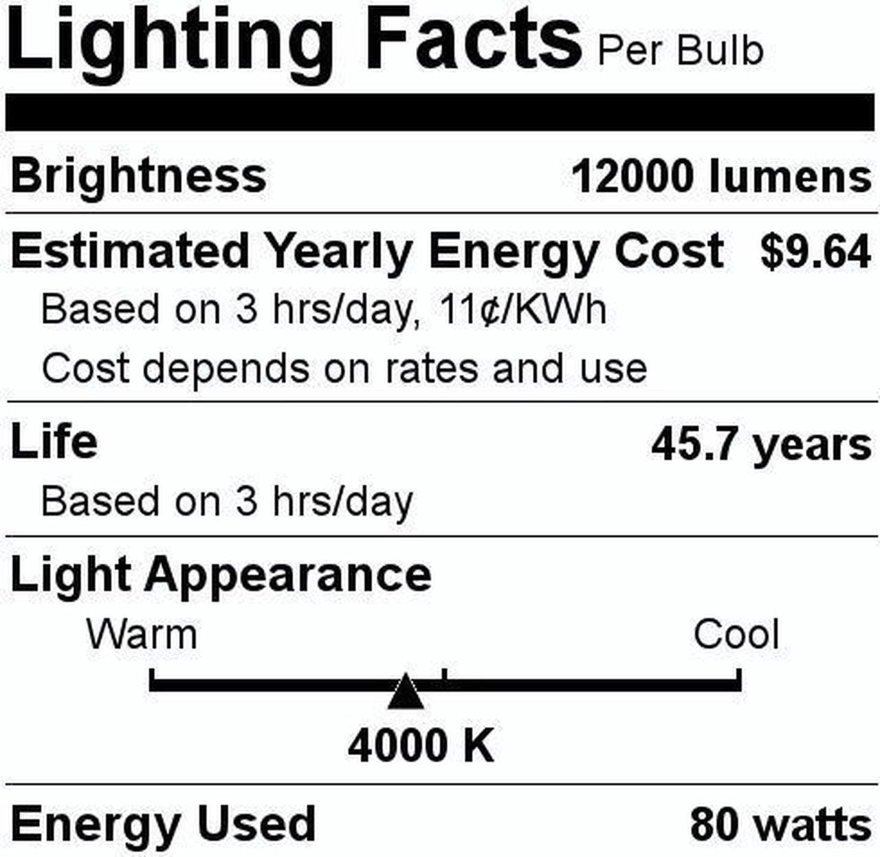 Alt view image 2 of 2 - GE 22635 Omni-Directional LED Corncob, LED80ED23.5/740 Type B Ballast Bypass, 80 watts, 12000 lumens, ED23.5 shape, EX39 Mogul Base, 4000K Color Temp, LED Light Bulb