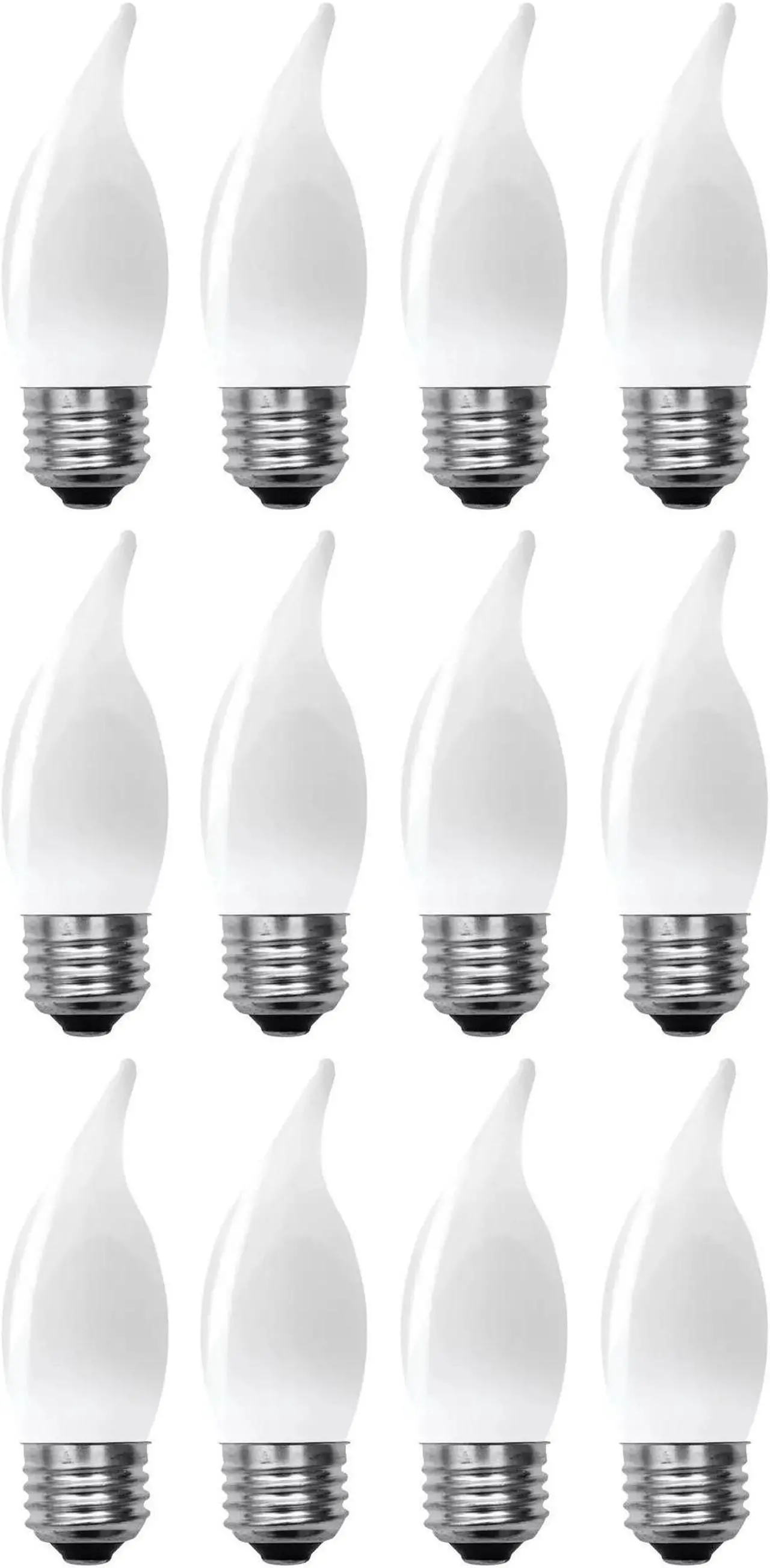 Alt view image 2 of 3 - (case of 12) GE Soft White LED Chandelier Candle Bulb, 5 watt, 500 lumen, medium base, dimmable, frosted, bent tip, decorative LED CAM bulb, 60 watt equivalent
