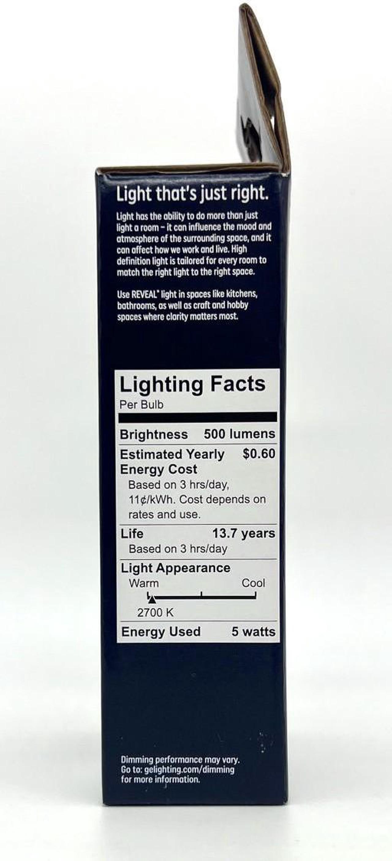 Alt view image 3 of 3 - (10 bulbs) GE Reveal LED Decorative Light Bulb, 60 watt equivalent, 500 lumen, 5 watt, reveal HD light, most beautiful, dimmable, medium base LED chandelier Light Bulb