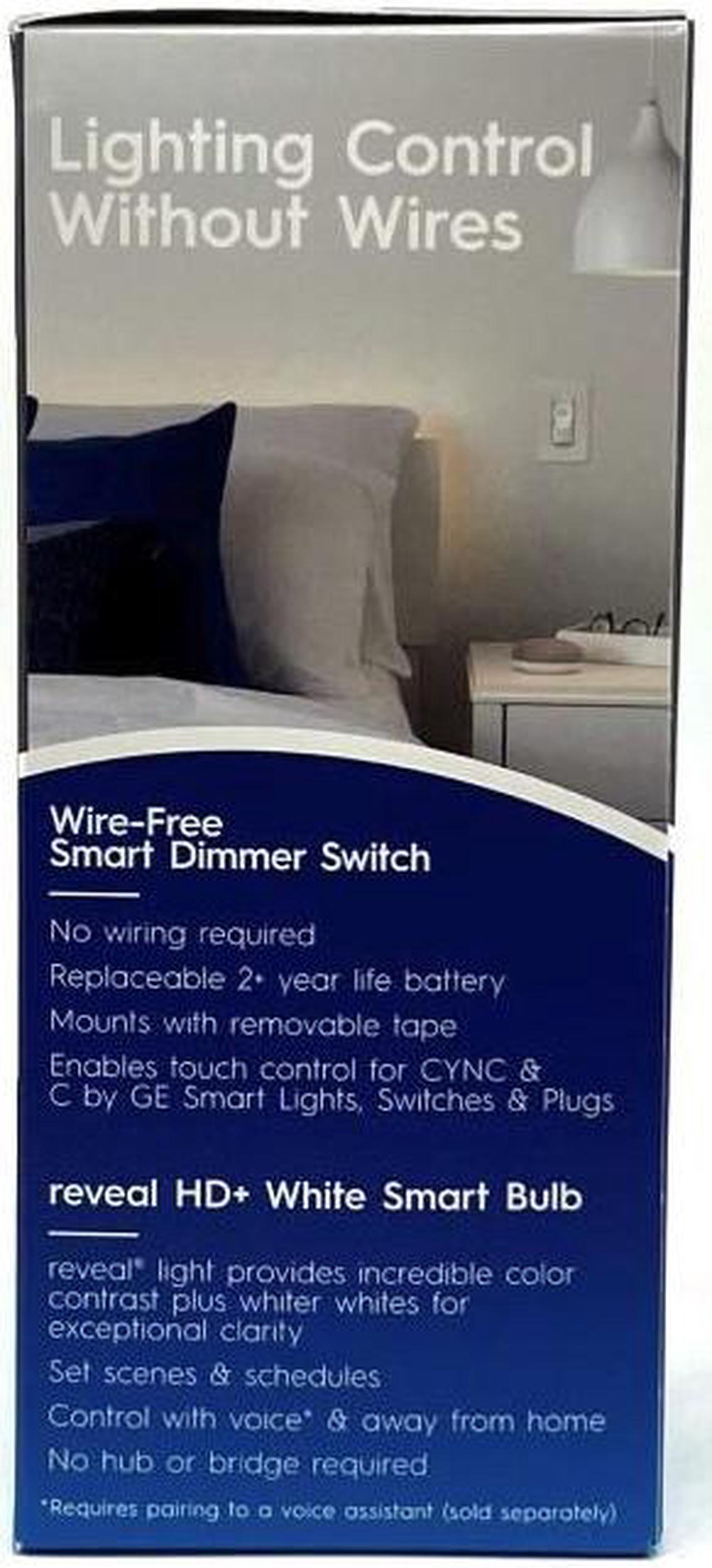 Alt view image 3 of 4 - (case of 3 kits) GE Cync Bedroom Light and Smart Switch Kit, 1 Reveal HD Smart Bulb and one Removable Dimmer Switch (requires no wiring) per kit, wire-free smart bulb control, for google & alexa