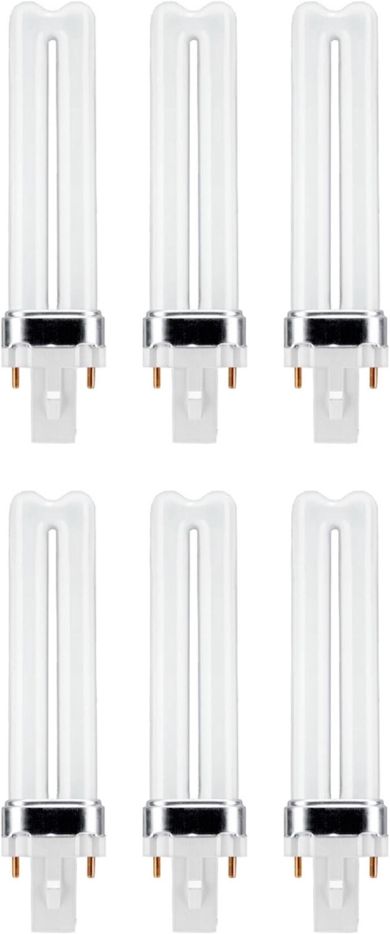 Alt view image 3 of 4 - (case of 6) GE Soft White 7 watt Plug-in CFL G23 Base, 5.4-inch F7BX Light Bulb, 2700K Soft warm white, 425 lumen, plug-in biax compact fluorescent
