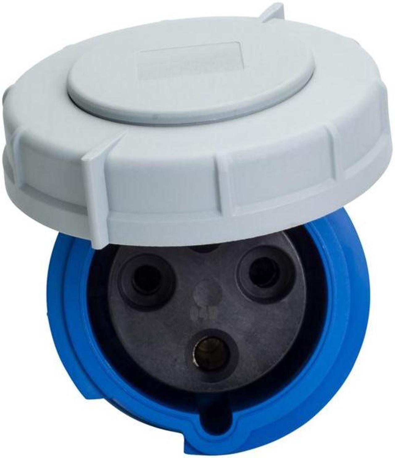 Alt view image 2 of 7 - Eaton Arrow Heart Pin and Sleeve Connector, AH360C6W, 60A, 250V, 2 Pole, 3 Wire, Watertight, Blue, IEC 309