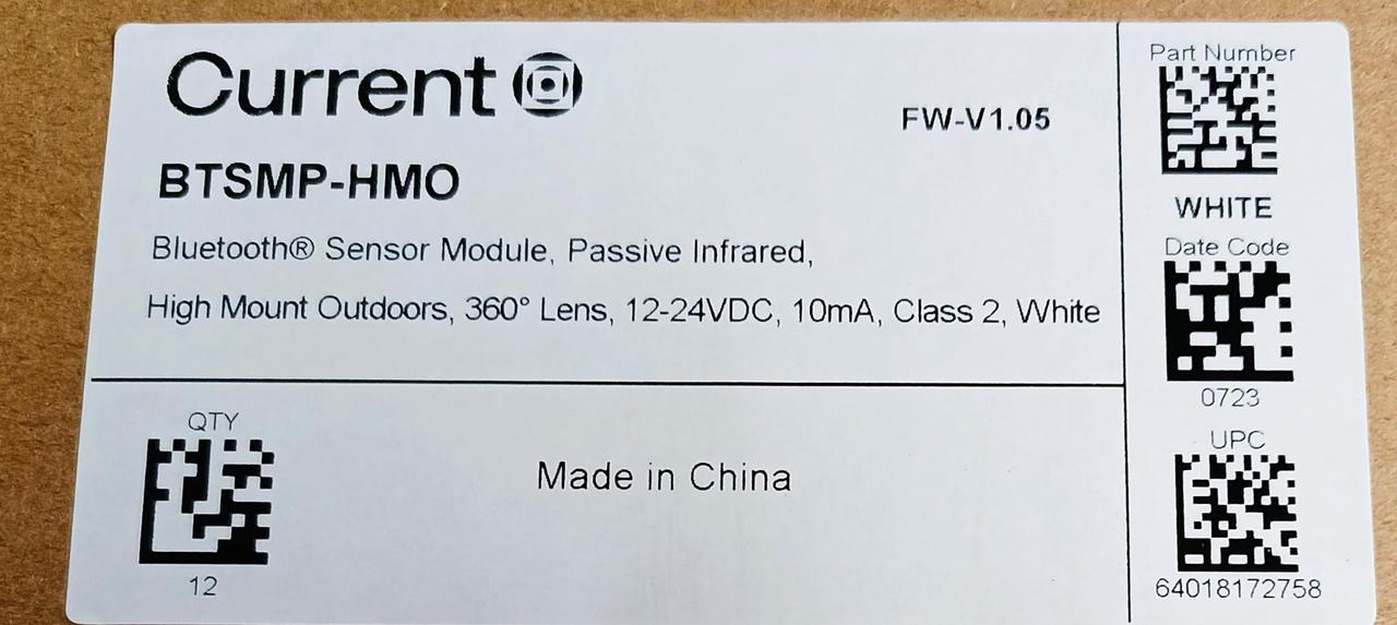 Alt view image 4 of 4 - Current NX Lighting Controls BTSMP-HMO Bluetooth High Mount Outdoor Passive Infrared Fixture Sensor, PIR technology, 0-10V Dimming, 360 degree coverage, 24VDC, WHite