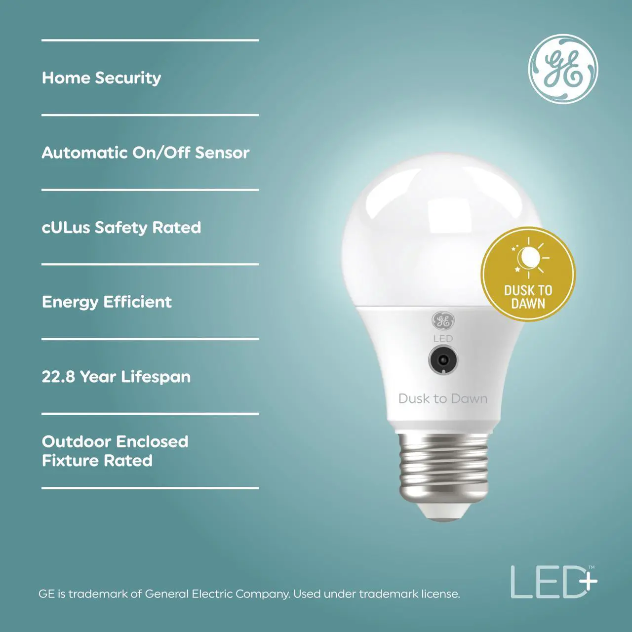 Alt view image 2 of 7 - (3 bulbs) GE LED+ Dusk to Dawn A19 LED Light Bulbs, Automatic On/Off Outdoor Light, 8.5W, Soft White