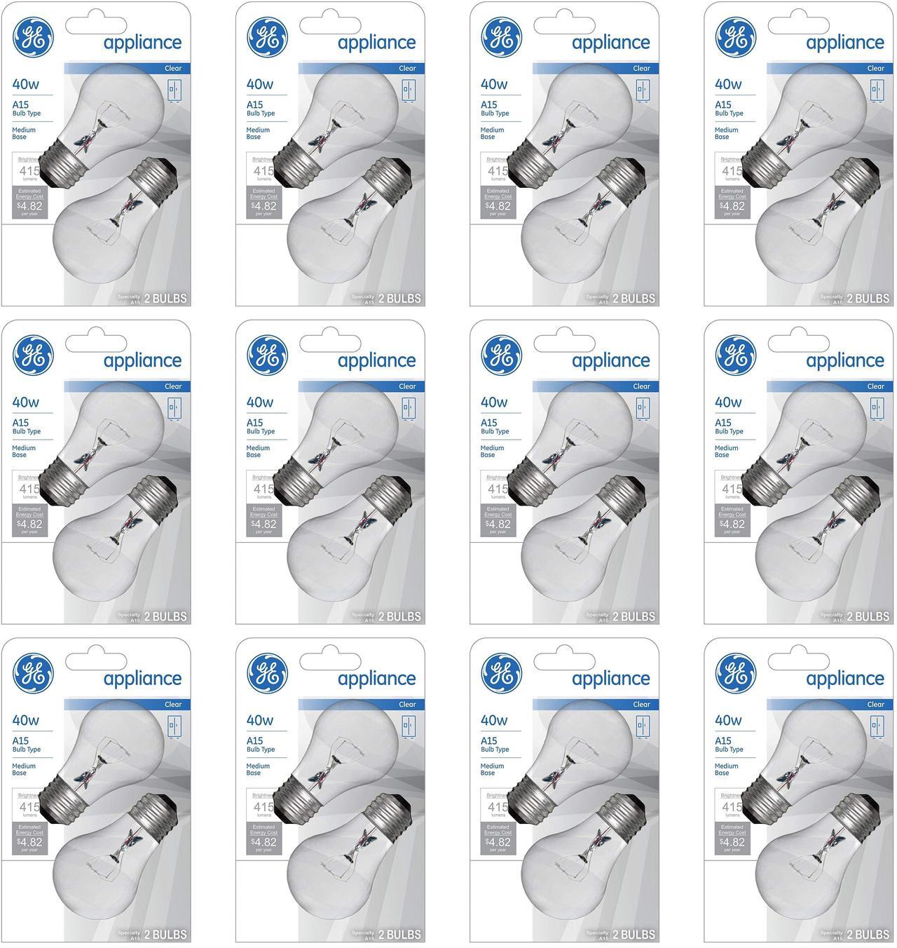 Main image of (case of 24 bulbs) GE Appliance Clear Light Bulb 40w, A15 Bulb Type, Medium Base | 415 Lumens |