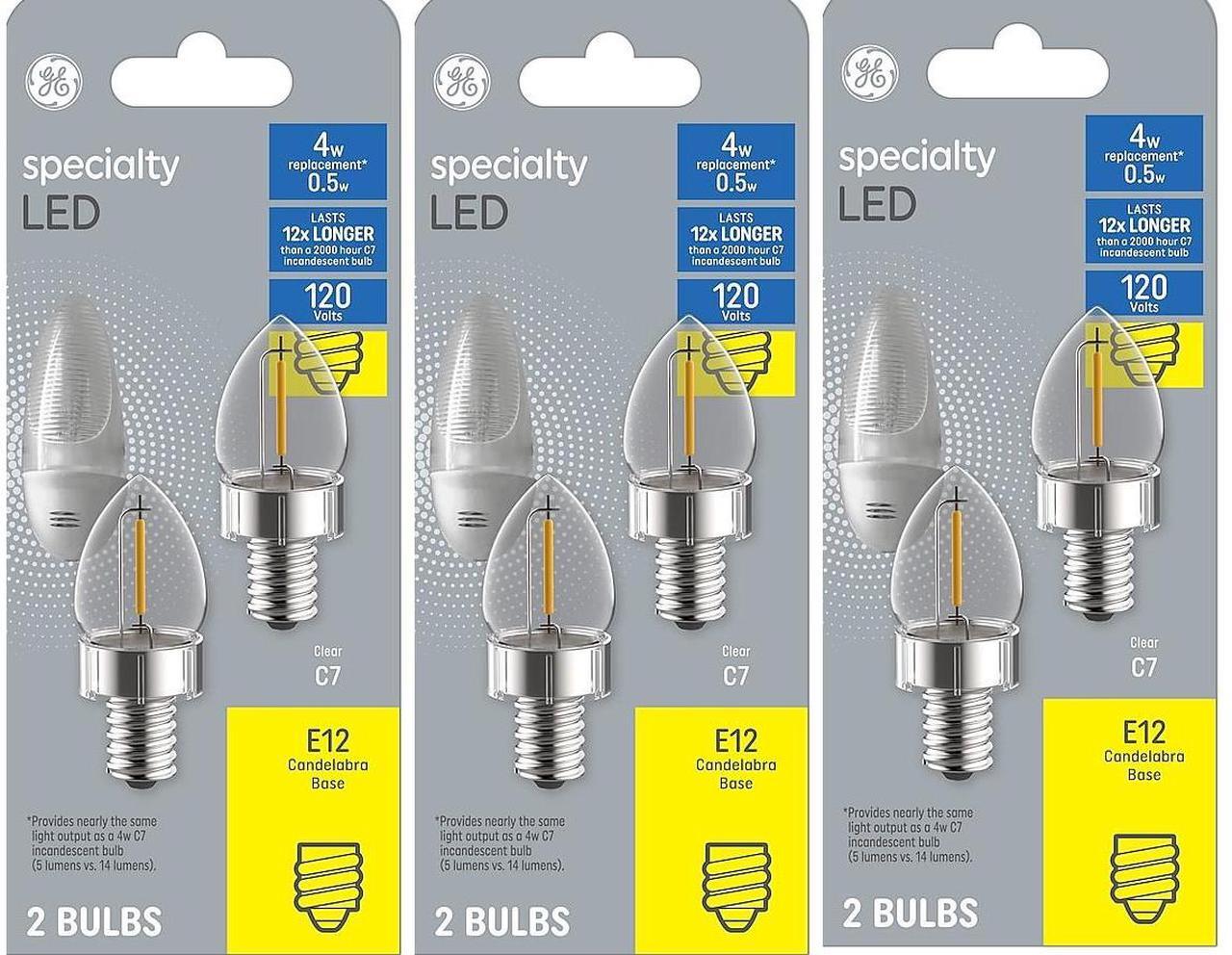 Main image of (6 bulbs) GE 4 watt EQ C7 soft white Candelabra base (E12), Specialty Light Bulb