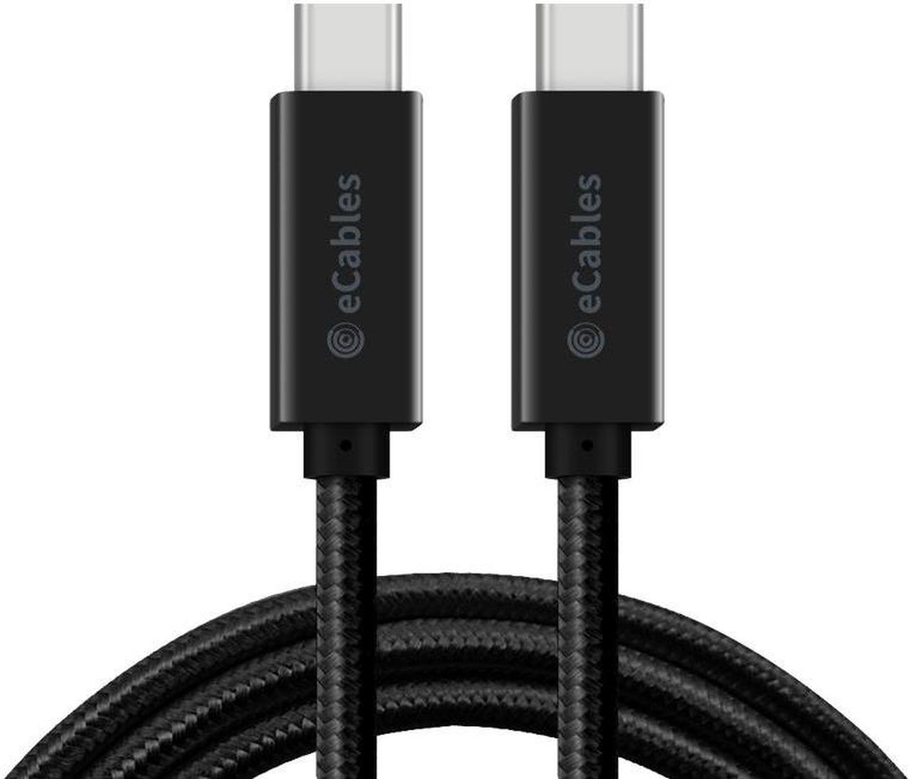 eCables USB-C to USB-C 100W Premium Fast Charging Cable Braided,  Black 6 ft.