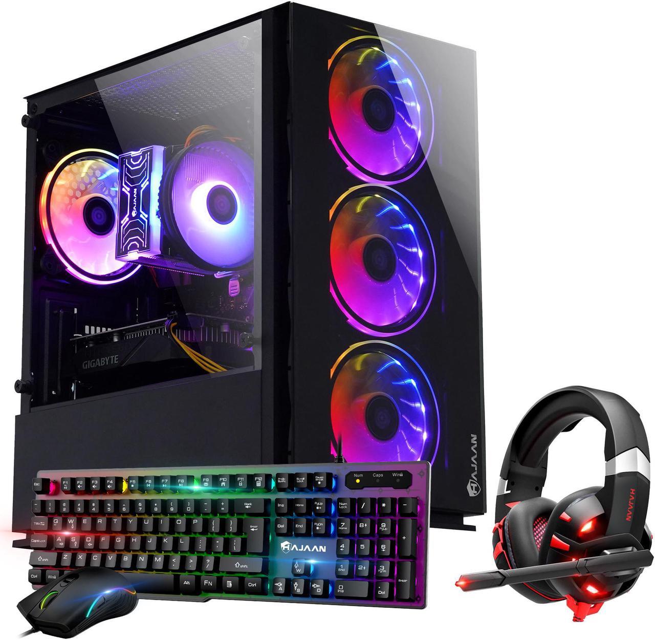 HAJAAN Gaming Computer Desktop PC | AMD Ryzen 5 5600G Processor 3.9GHz | 16GB DDR4 RAM | 1TB SSD | GeForce RTX 3050 8GB GDDR6 | Wi-Fi  Ready | VR Ready | Windows 11 Pro