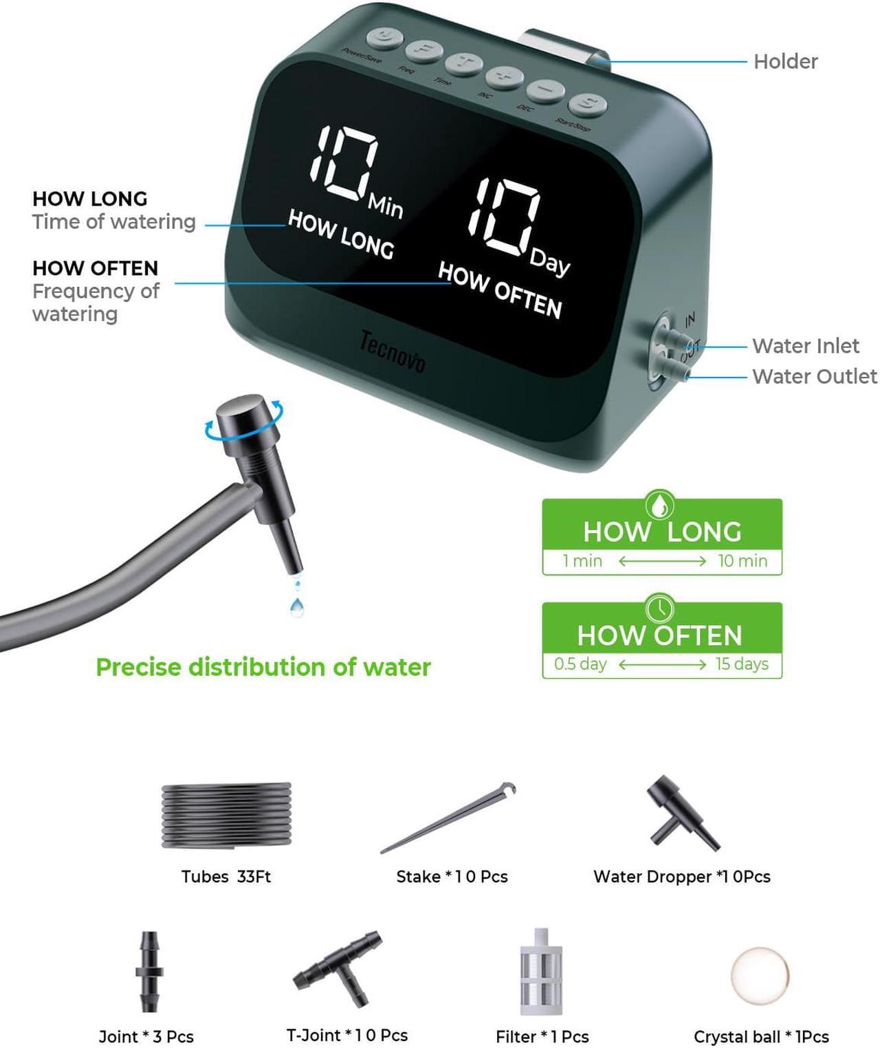 Alt view image 3 of 6 - Automatic Watering System for Potted Plants, DIY Drip Irrigation Kit with Smart Timer, Waterproof LED Display & Large Capacity Battery, Precise Distribution of Water