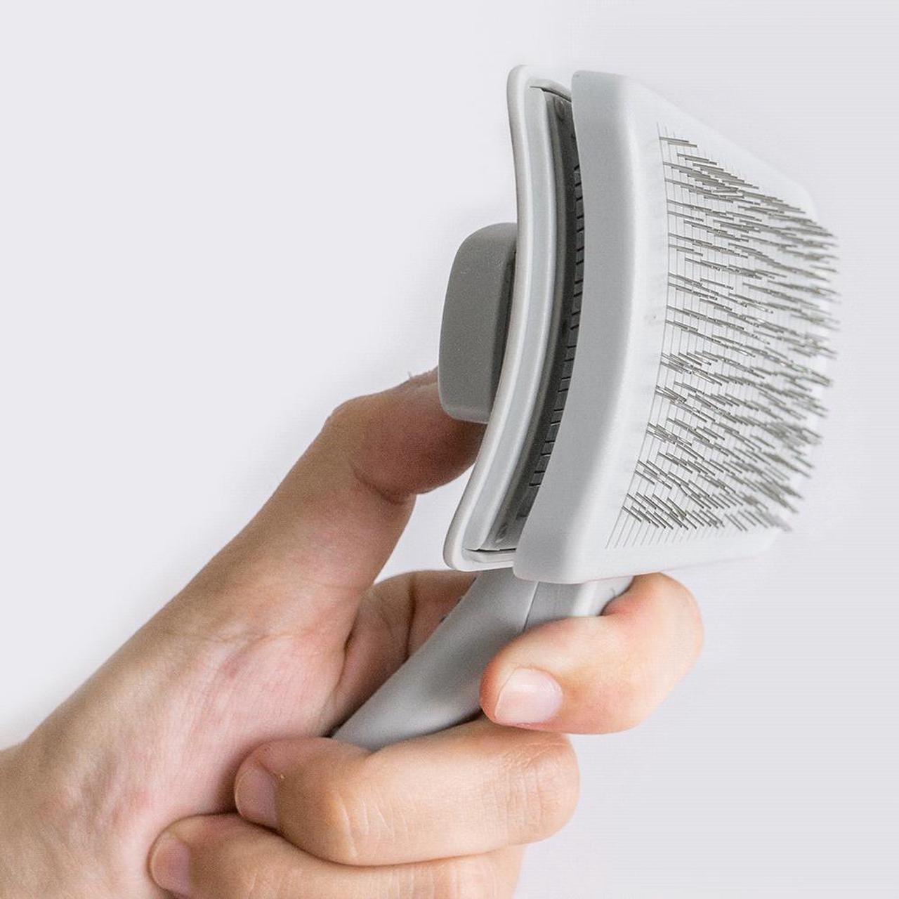 Alt view image 5 of 7 - URBANER Self Cleaning Slicker Brush, Dog/Cat, Professional Grooming De-shedding pet supplies, Safe, Gently remove loose Undercoat, Mats & Tangled hair, CT-32