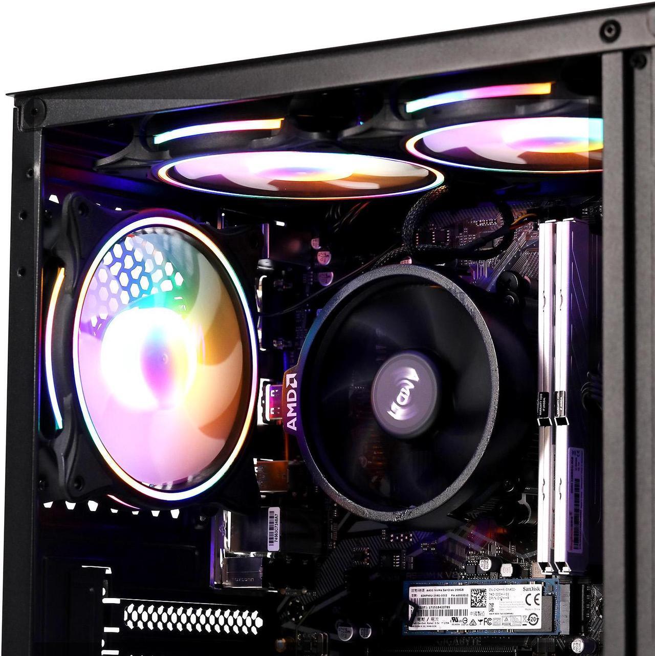 Alt view image 2 of 7 - MXZ Gaming PC Desktop Computer, AMD Ryzen 5 5600GT 3.6GHz, AMD Radeon RX Vega 7 Graphics,16GB DDR4, NVME 1TB SSD, 6RGB Fans, Win 11 Pro Ready, Gamer Desktop Computer (R5 5600GT)