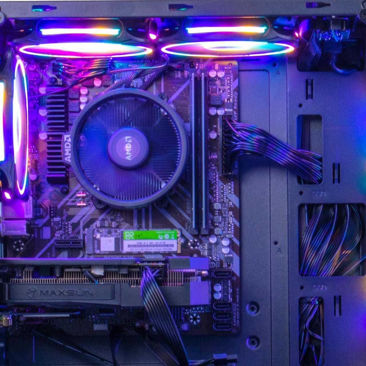 Alt view image 5 of 7 - MXZ Gaming PC Computer AMD Ryzen 5 5500 3.6GHz, RTX 3060 12GB, B450M,16GB(8G*2) DDR4 3200,NVME 1T SSD, 6RGB Fans, WIFI & Win 11 Pro Ready, Gamer Desktop Computer (R5 5500/RTX 3060)