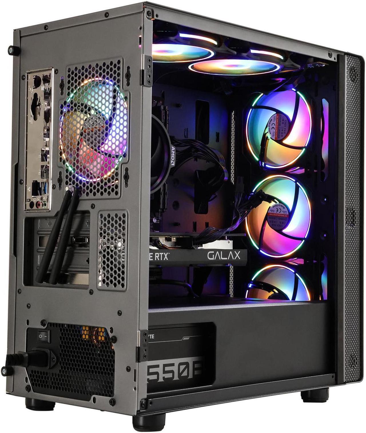 Alt view image 5 of 7 - MXZ Gaming PC Desktop Computer, AMD Ryzen 5 5600 3.7GHz, GeForce RTX 4060 , 16GB DDR4, NVME 1T SSD, 6RGB Fans, Win 11 Pro Ready, Gamer Desktop Computer(R5 5600| RTX 4060)