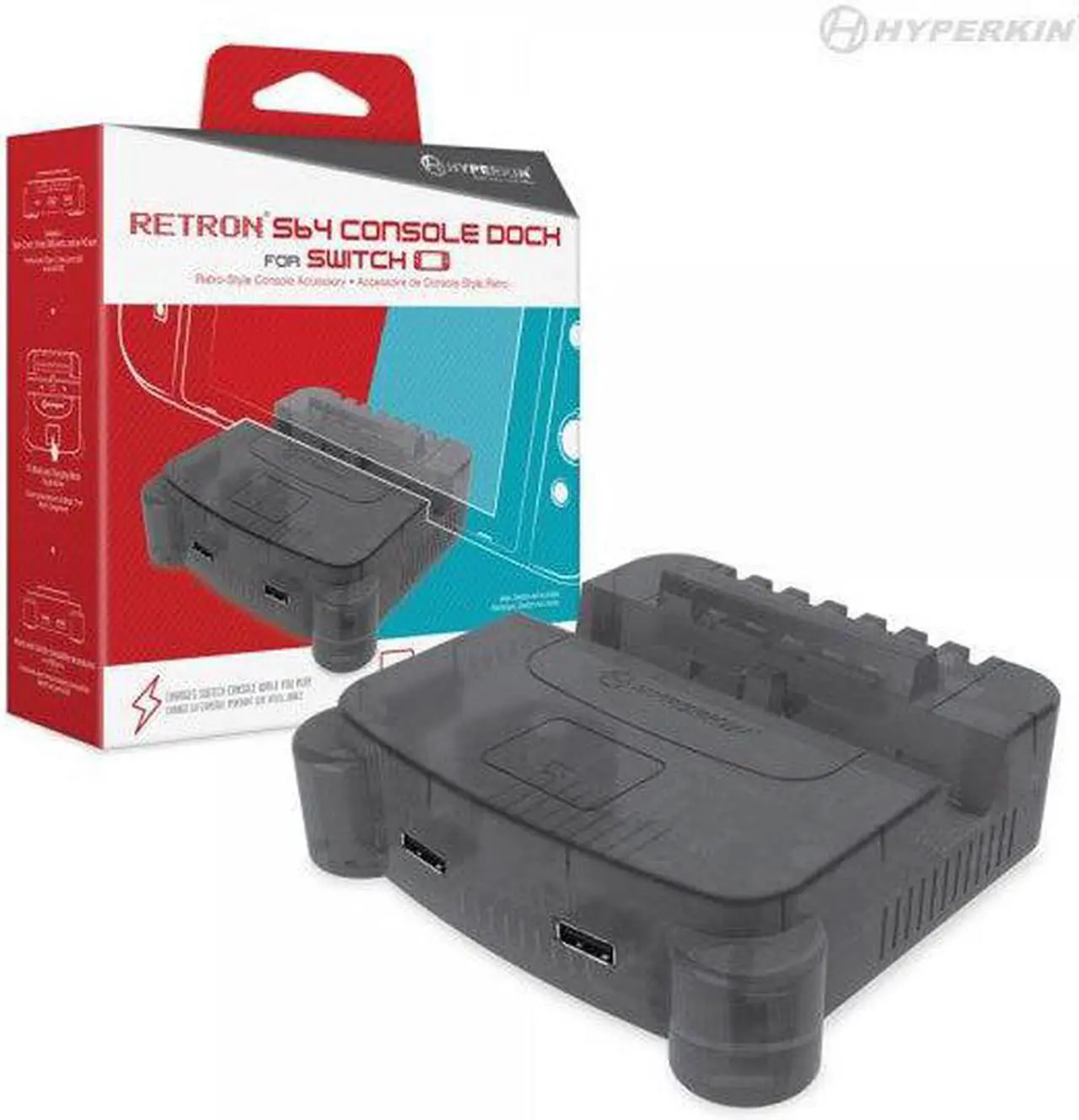 Alt view image 8 of 12 - Hyperkin RetroN S64 Console Dock for Switch (Smoke Gray) - Nintendo Switch