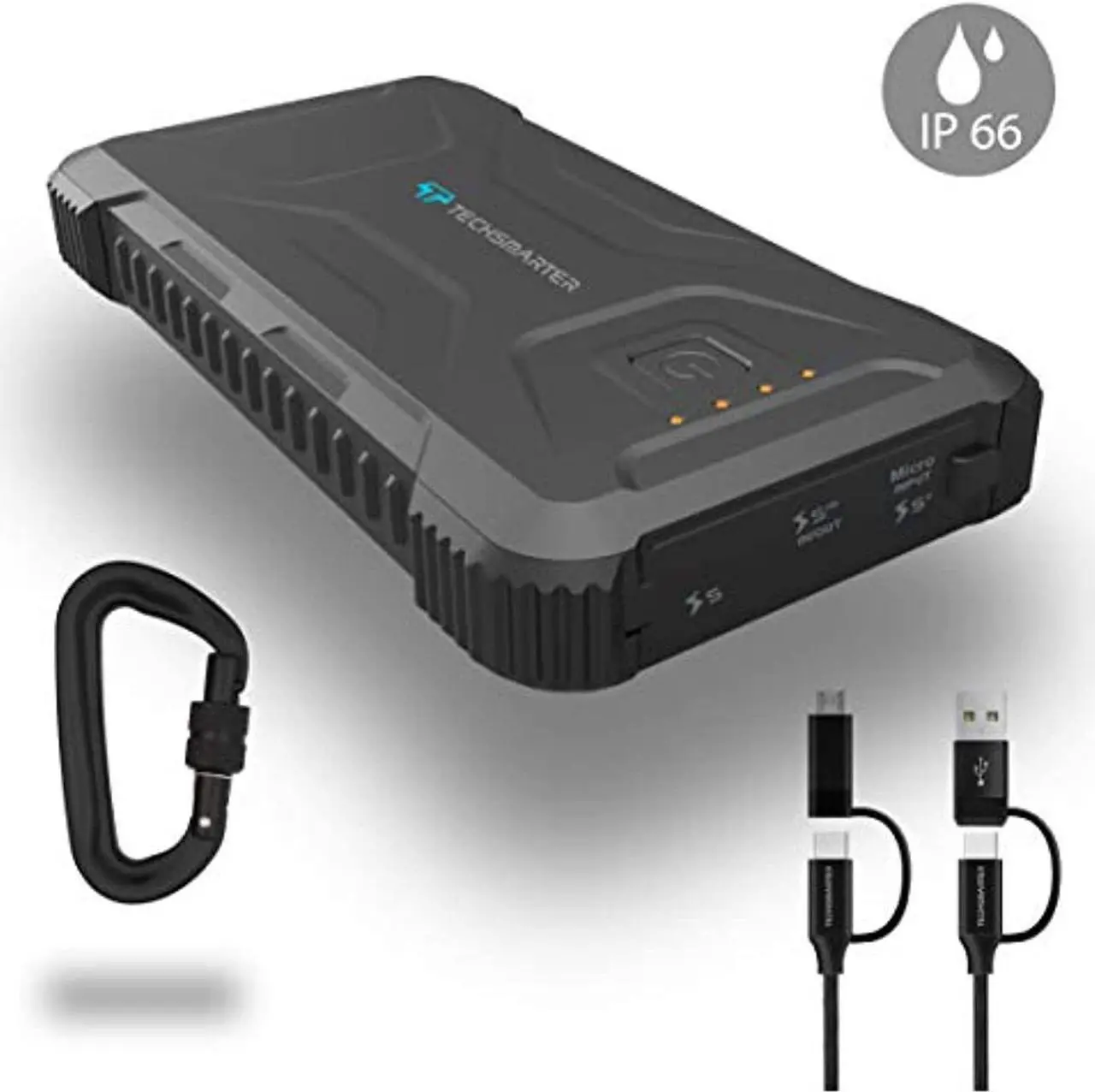 Alt view image 7 of 7 - TECHSMARTER 20000mah Rugged & Waterproof 18W USB-C PD Port Power Bank. Extreme Tactical Portable Charger Heavy Duty, Camping, Outdoor with Flashlight. Compatible with iPhone, Samsung, iPad