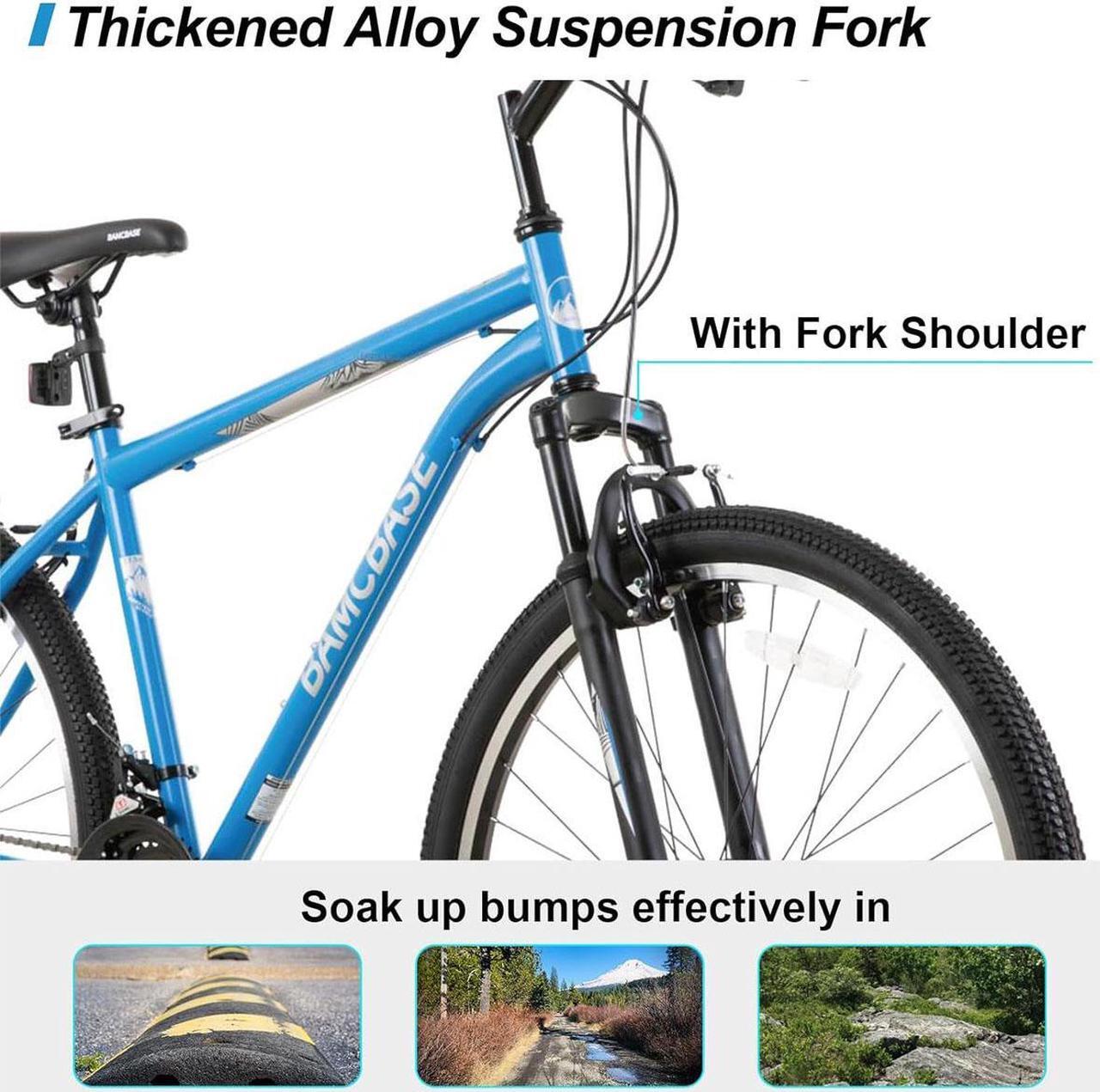 Alt view image 3 of 7 - Hiland 26 27.5 Inch Mountain Bike, Men's Women's MTB with 21 Speeds, High-Tensile Steel Frame, V Brake, Hardtail Bicycle for Adults