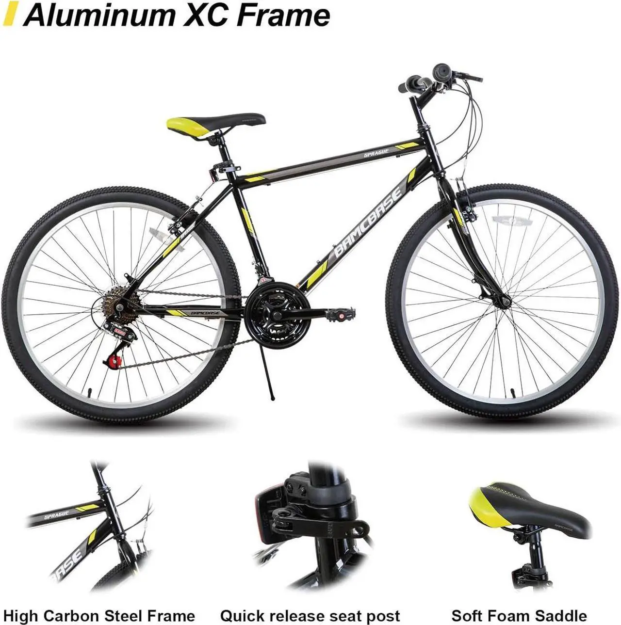 Alt view image 2 of 6 - HILAND 26 27.5 Inch Mountain Bike, High-Tensile Steel Frame, 21 Speeds, V Brake, Hardtail Bicycle for Men and Women, Ideal MTB for Adults