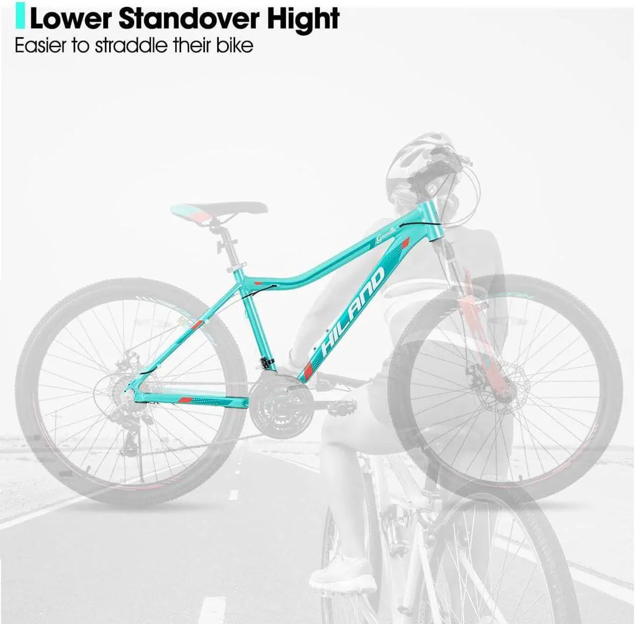 Alt view image 2 of 6 - Hiland 26 Inch Mountain Bike for Women, 21 Speed with Lock-Out Suspension Fork, Dual Disc Brakes, Aluminum Frame MTB, Purple Ladies Womens Bike Mens Bicycle
