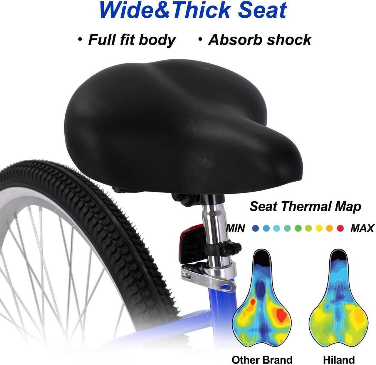 Alt view image 4 of 7 - HILAND 26 Inch Womens Beach Cruiser Bike, Single Speed Commuter Bicycle with Rear Coaster Brake, Low Step-Through Frame, Comfortable Seat with Dual Springs, City Hybrid Bike for Women Men Adult, Blue