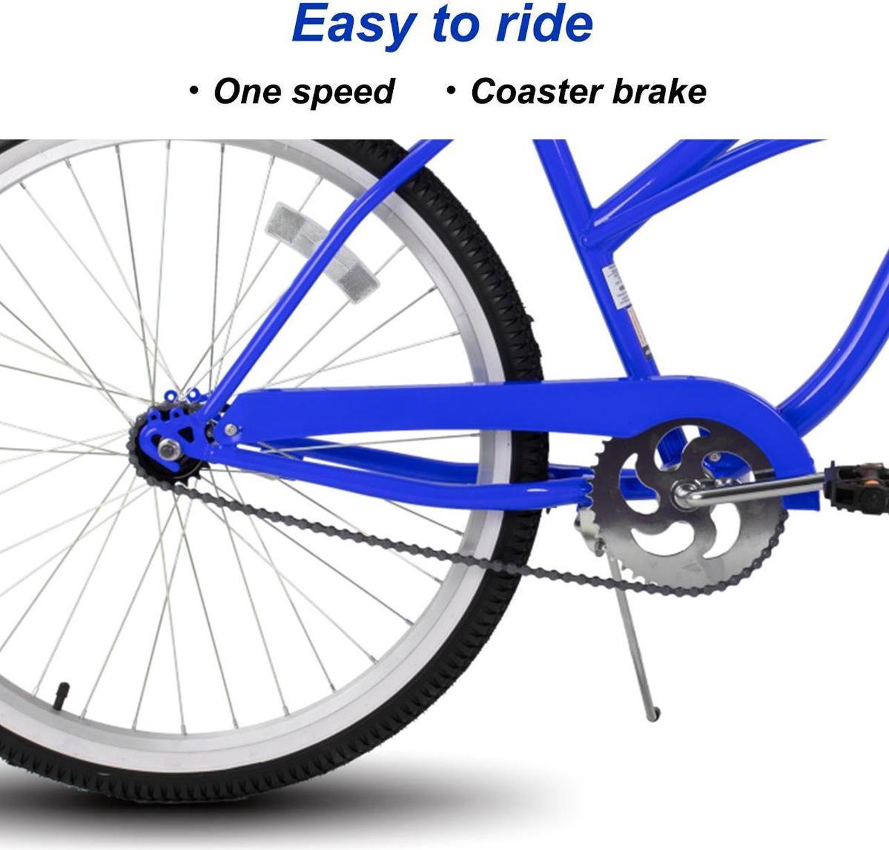 Alt view image 5 of 7 - HILAND 26 Inch Womens Beach Cruiser Bike, Single Speed Commuter Bicycle with Rear Coaster Brake, Low Step-Through Frame, Comfortable Seat with Dual Springs, City Hybrid Bike for Women Men Adult, Blue