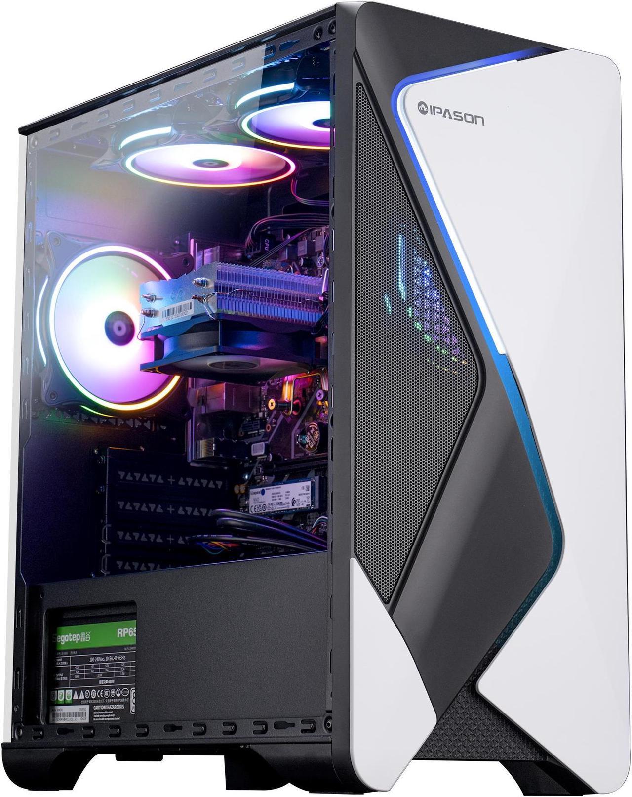 IPASON - Gaming desktop - AMD Ryzen 5 5600G 6 core 3.9GHz - 16GB(8*2) DDR4 3200MHz - 500GB M.2 NVMe - 500W PSU - Windows 11 home - WIFI - Gaming PC