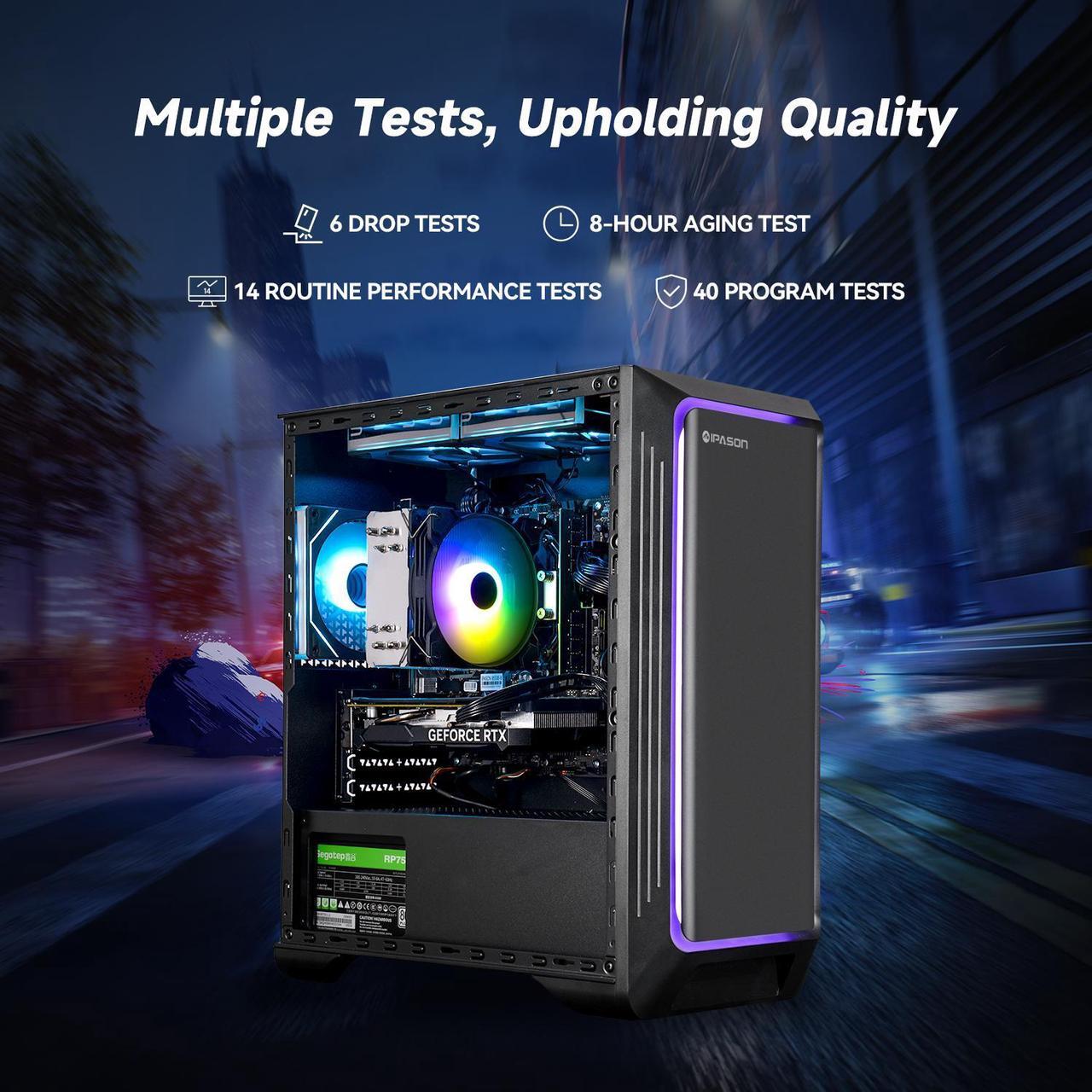 Alt view image 4 of 7 - IPASON Gaming Desktop, AMD Ryzen 5 5600, NVIDIA RTX 4060 8GB, 16GB DDR4 RAM, 1TB M.2 NVMe SSD,Windows 11 home,WIFI, Air Cooler , ARGB Fans , Pc for Gaming Design Office , Prebuilt Gaming Pc