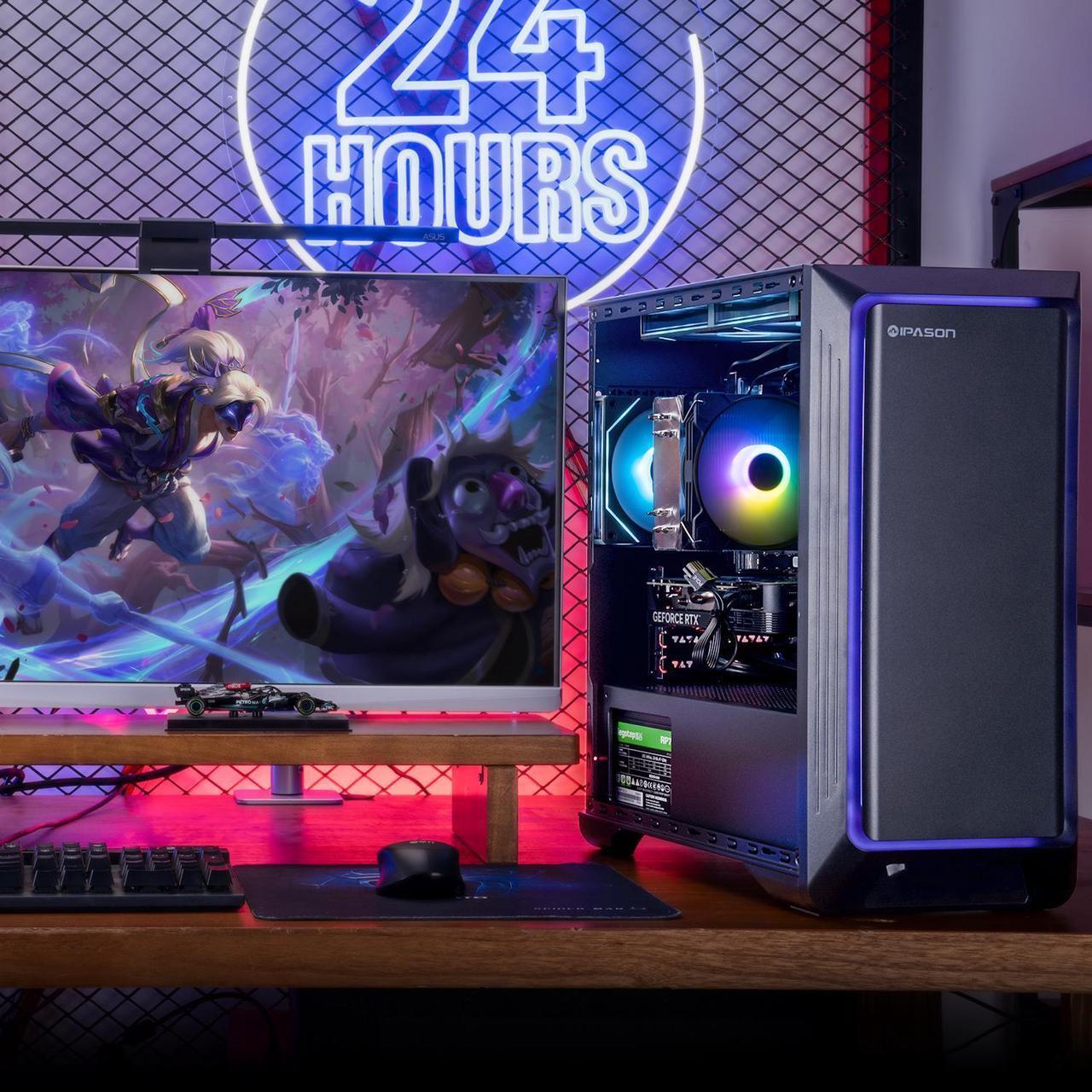Alt view image 3 of 7 - IPASON Gaming Desktop, AMD Ryzen 5 5600, NVIDIA RTX 4060 8GB, 16GB DDR4 RAM, 1TB M.2 NVMe SSD,Windows 11 home,WIFI, Air Cooler , ARGB Fans , Pc for Gaming Design Office , Prebuilt Gaming Pc