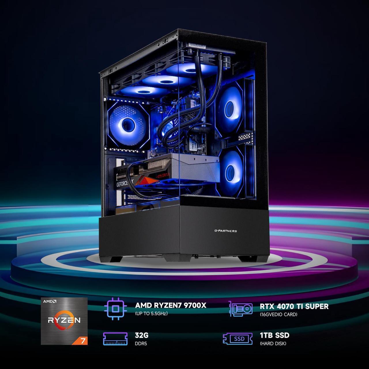 Alt view image 3 of 7 - IPASON   Gaming Desktop, Ryzen 7 9700X, NVIDIA RTX5070 12GB,32GB DDR5 RAM, 1TB M.2 NVMe,Windows 11 home,WIFI,360MM Liquid Cooler,  ARGB Fans, AI Ready,850W Gold PSU, Prebuilt Gaming Pc