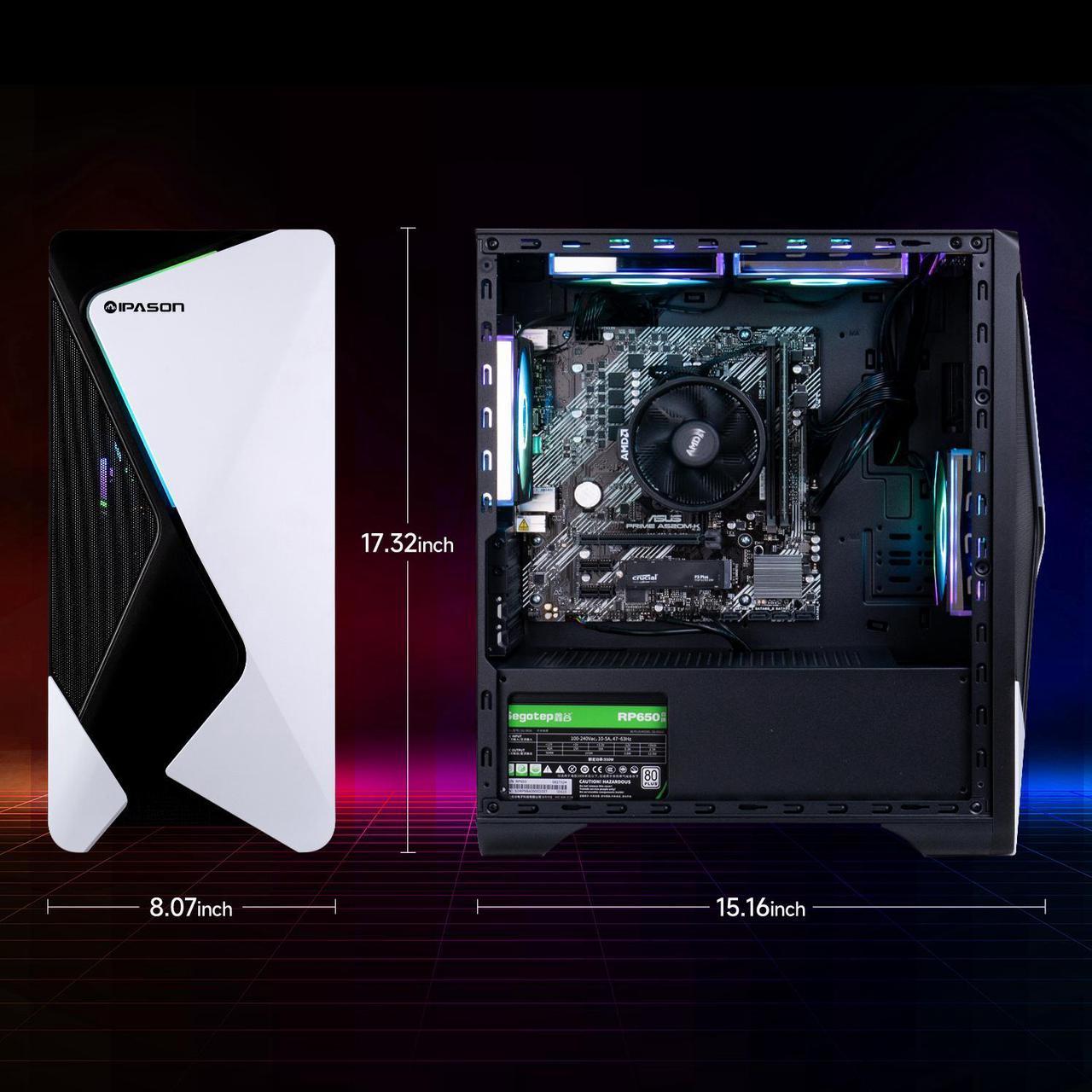 Alt view image 7 of 7 - IPASON   Gaming desktop    AMD Ryzen 7 5700G (up to 4.6GHz)   16GB DDR4 3200MHz    1TB M.2 NVMe    550W PSU    Windows 11 home    WIFI    Gaming PC