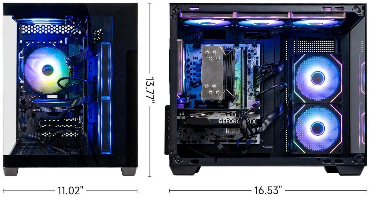 Alt view image 5 of 7 - IPASON Gaming Desktop PC , Ryzen5 9600X, Geforce RTX 5060 8G ,MSI B650M 32GB DDR5 1TB NVMe SSD, 650W GOLD PSU, Wi-Fi,Liquid Cooler,ARGB Fans , Windows 11  ,Prebuilt Gaming Pc New compute
