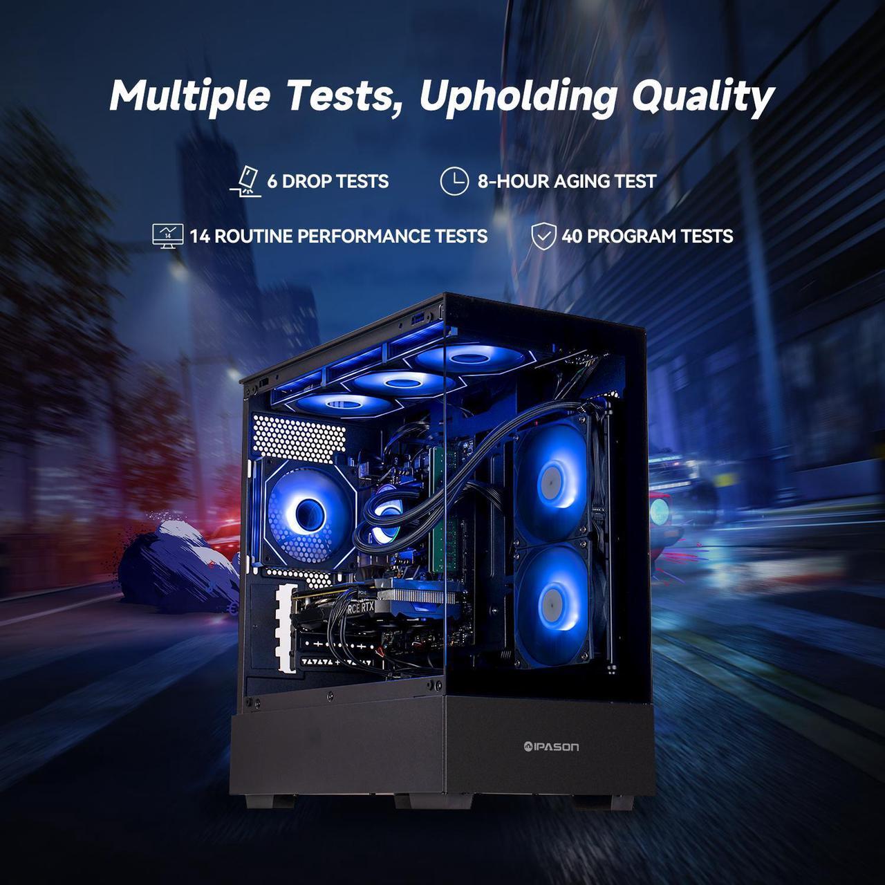 Alt view image 2 of 7 - IPASON Gaming PC AMD Ryzen7 9700X, Geforce RTX5060 Ti 16G, 1TB NVME SSD, 32GB DDR5 RAM , 650W GOLD PSU ,240MM AIO liquid cooler , MSI B650M , Windows 11 , WIFI, Prebuilt Gaming Pc New computer