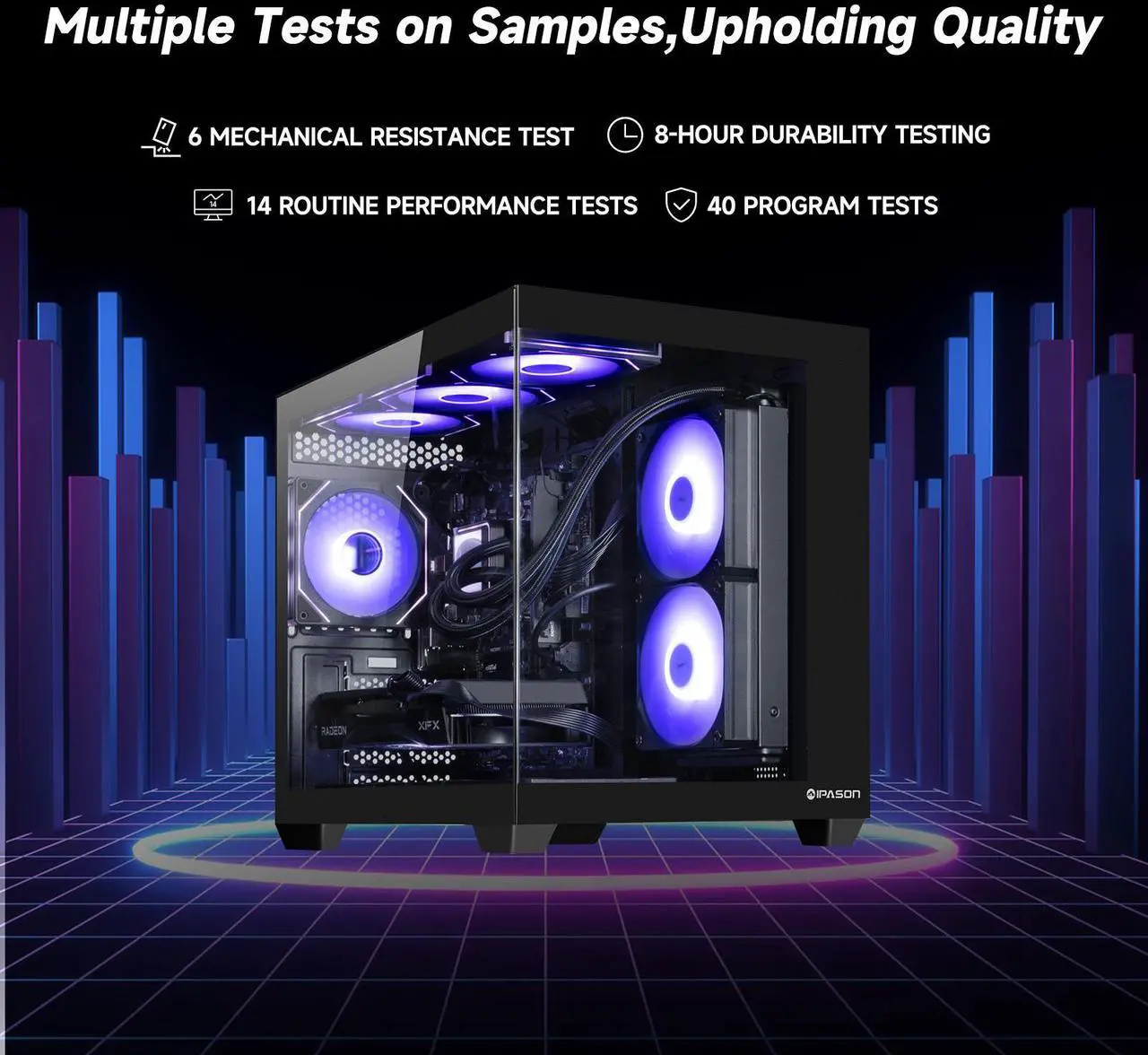 Alt view image 5 of 7 - IPASON Gaming Desktop PC , Ryzen5 9600X, Radeon RX 7650 GRE ,MSI B650M 16GB DDR5 1TB NVMe SSD, 650W GOLD PSU, Wi-Fi,Liquid Cooler,ARGB Fans , Windows 11 Home 64-bit ,Prebuilt Gaming Pc New compute