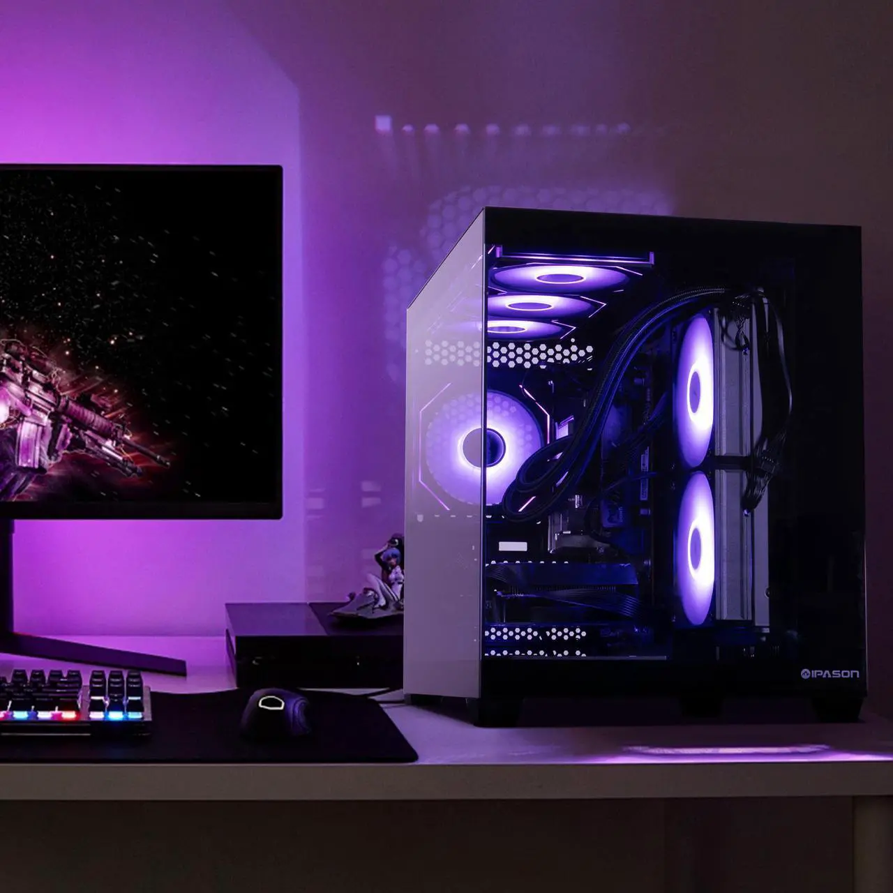 Alt view image 8 of 7 - IPASON Gaming Desktop PC , Ryzen5 9600X, Radeon RX 7650 GRE ,MSI B650M 16GB DDR5 1TB NVMe SSD, 650W GOLD PSU, Wi-Fi,Liquid Cooler,ARGB Fans , Windows 11 Home 64-bit ,Prebuilt Gaming Pc New compute