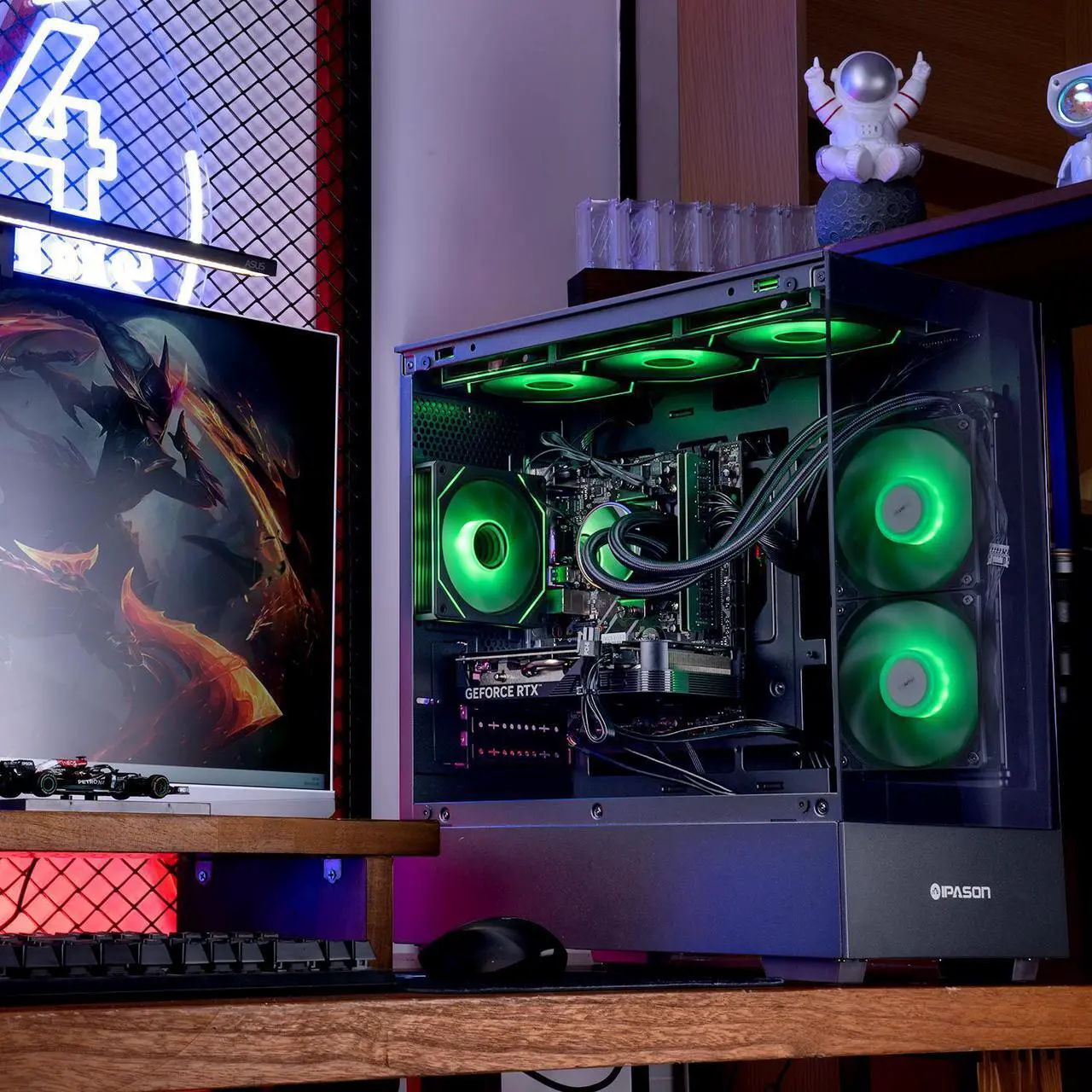 Alt view image 3 of 7 - IPASON Gaming Desktop PC , Ryzen7 9700X, Geforce RTX 5060 8G ,MSI B650M 32GB DDR5 1TB NVMe SSD, 650W GOLD PSU, Wi-Fi,Liquid Cooler,ARGB Fans , Windows 11  ,Prebuilt Gaming Pc New compute