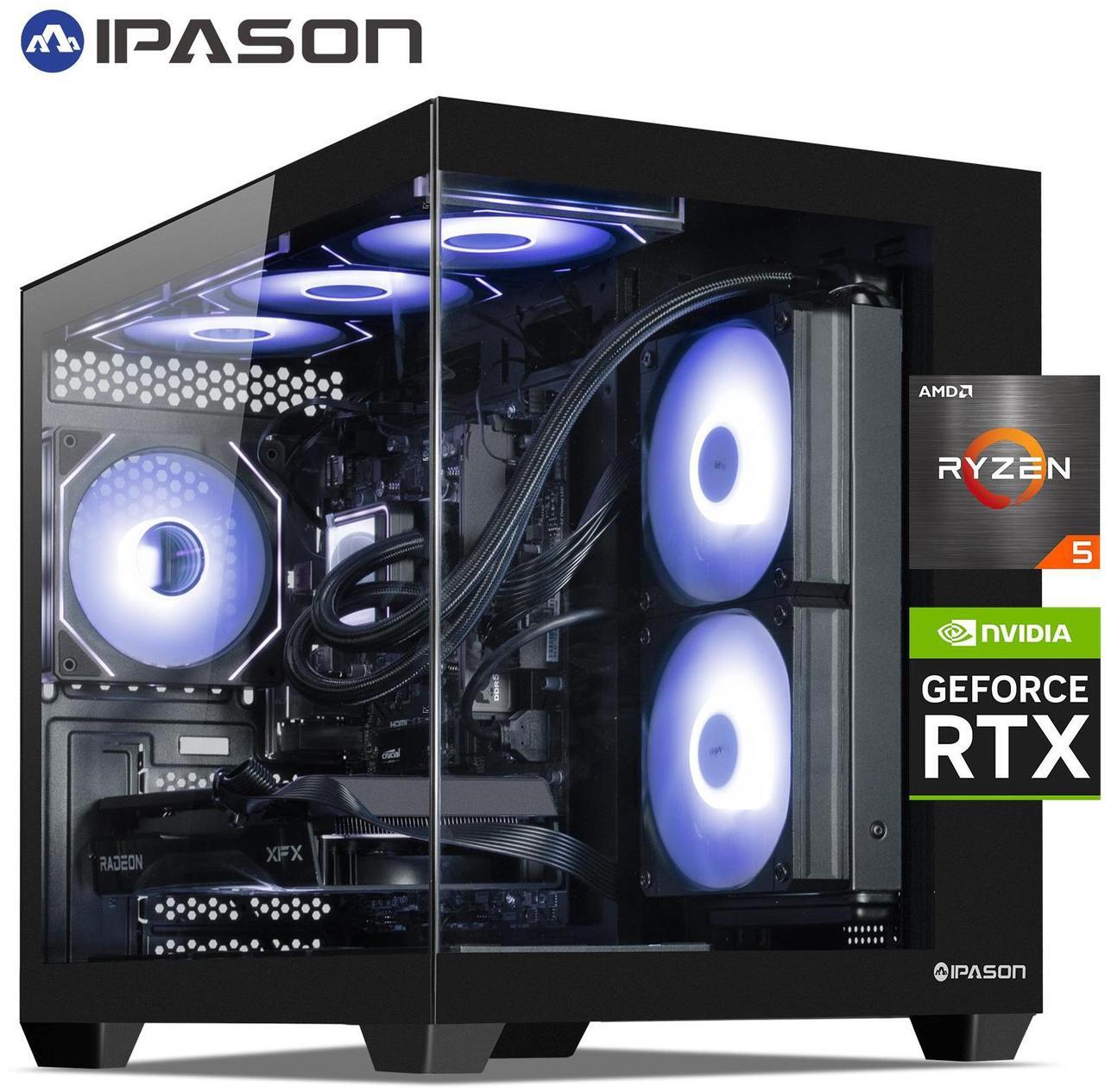 Main image of IPASON Gaming Desktop PC , Ryzen5 9600X, Geforce RTX 5060 8G ,MSI B650M 32GB DDR5 1TB NVMe SSD, 650W GOLD PSU, Wi-Fi,Liquid Cooler,ARGB Fans , Windows 11  ,Prebuilt Gaming Pc New compute