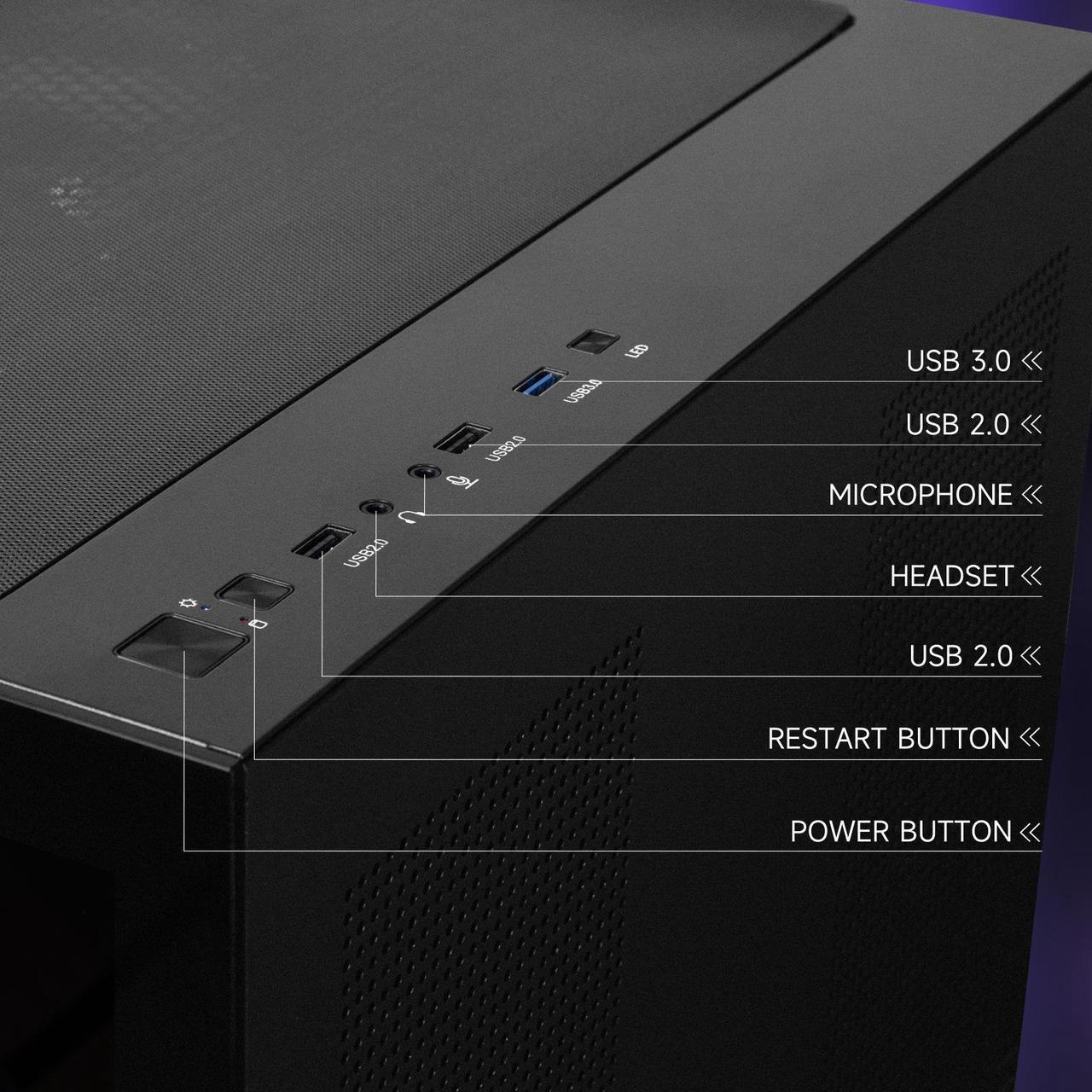 Alt view image 6 of 7 - IPASON Gaming Desktop PC , Ryzen5 9600X, Geforce RTX 5060 8G ,MSI B650M 32GB DDR5 1TB NVMe SSD, 650W GOLD PSU, Wi-Fi,Liquid Cooler,ARGB Fans , Windows 11  ,Prebuilt Gaming Pc New compute