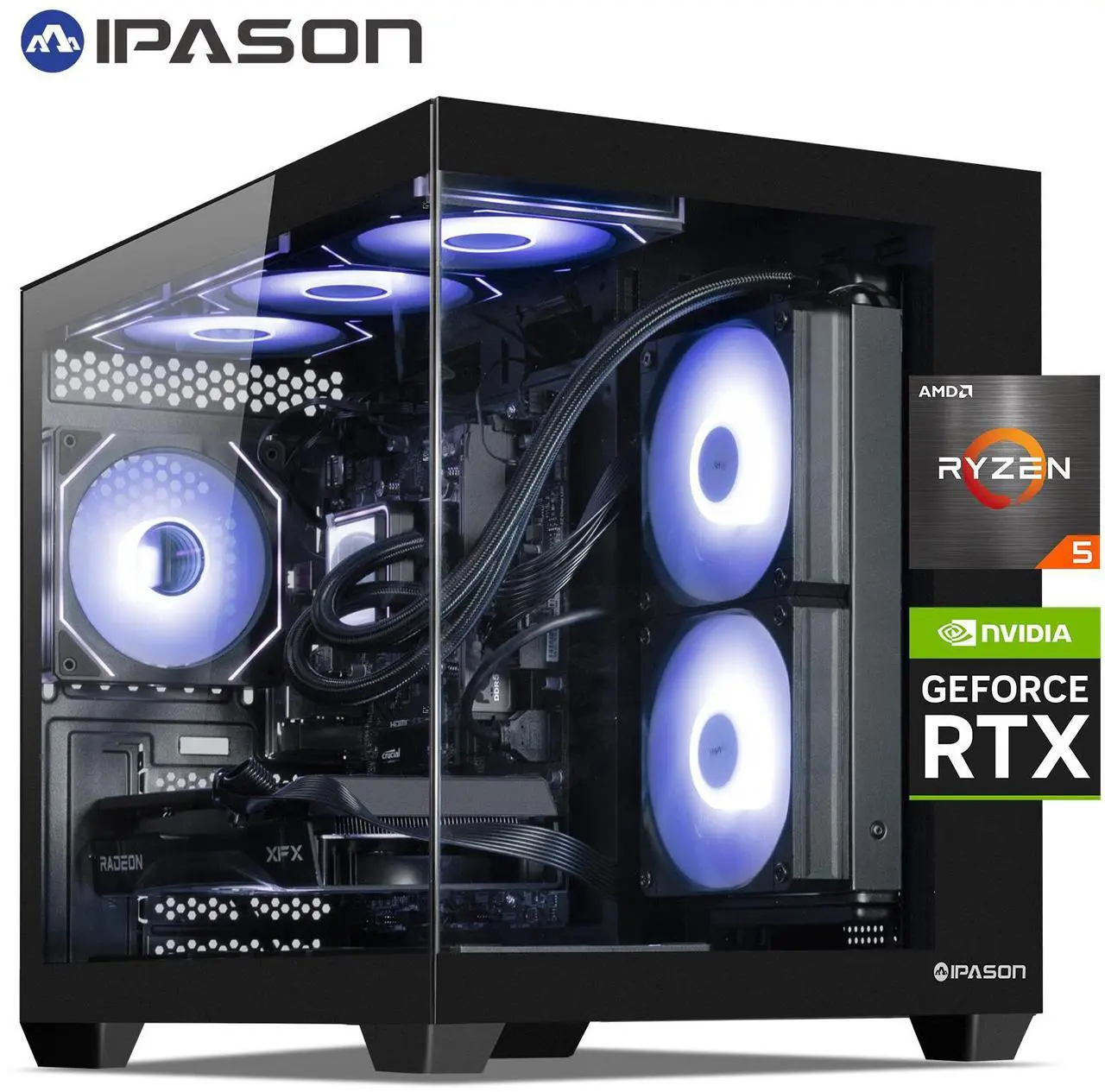 Main image of IPASON Gaming Desktop PC , Ryzen5 9600X, Geforce RTX 5060 8G ,MSI B650M 32GB DDR5 1TB NVMe SSD, 650W GOLD PSU, Wi-Fi,Liquid Cooler,ARGB Fans , Windows 11  ,Prebuilt Gaming Pc New compute