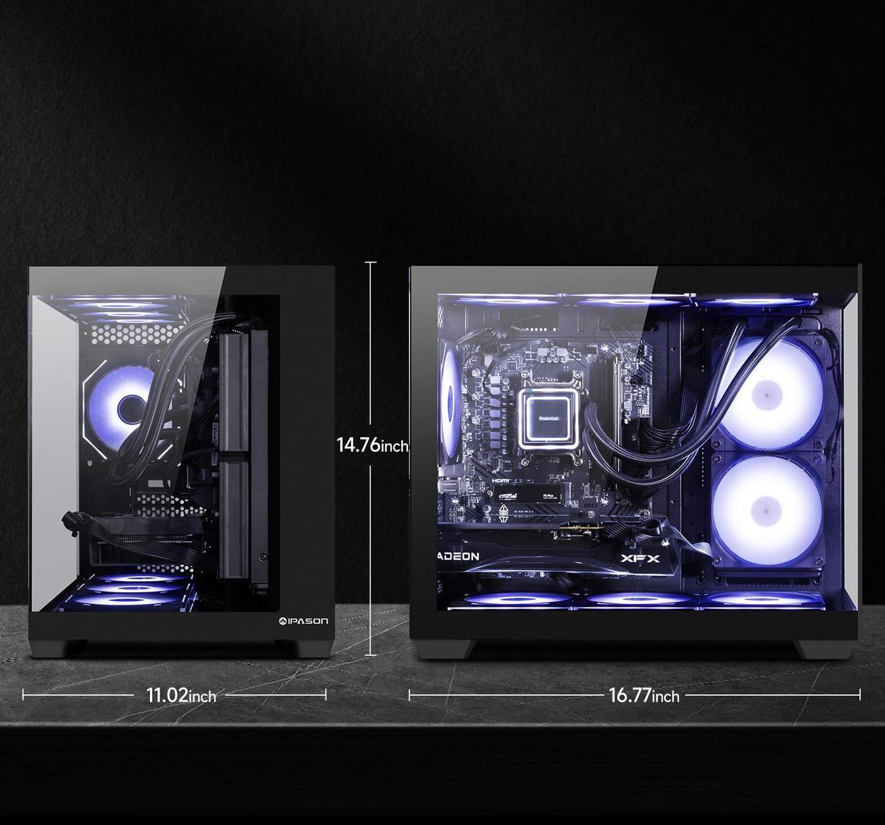 Alt view image 5 of 7 - IPASON Gaming Desktop PC , Ryzen5 9600X, Geforce RTX 5060 8G ,MSI B650M 32GB DDR5 1TB NVMe SSD, 650W GOLD PSU, Wi-Fi,Liquid Cooler,ARGB Fans , Windows 11  ,Prebuilt Gaming Pc New compute
