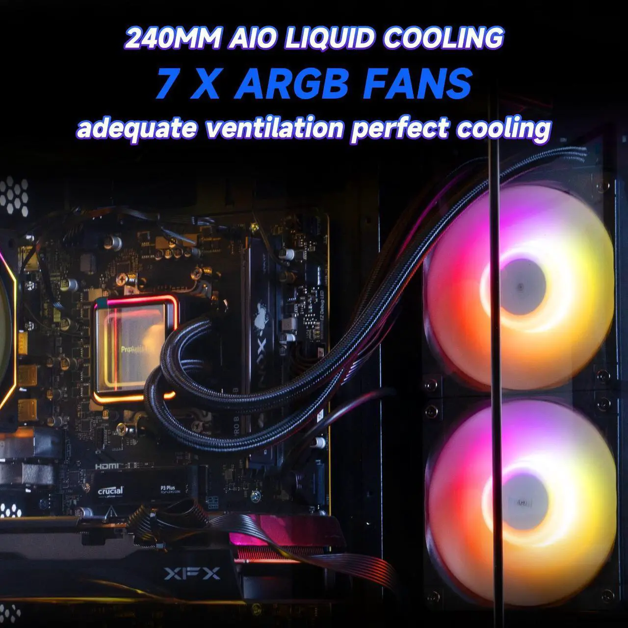 Alt view image 4 of 7 - IPASON Gaming Desktop PC , Ryzen5 9600X, Geforce RTX 5060 Ti ,MSI B650M 32GB DDR5 1TB NVMe SSD, 650W GOLD PSU, Wi-Fi,Liquid Cooler,ARGB Fans , Windows 11  ,Prebuilt Gaming Pc New compute