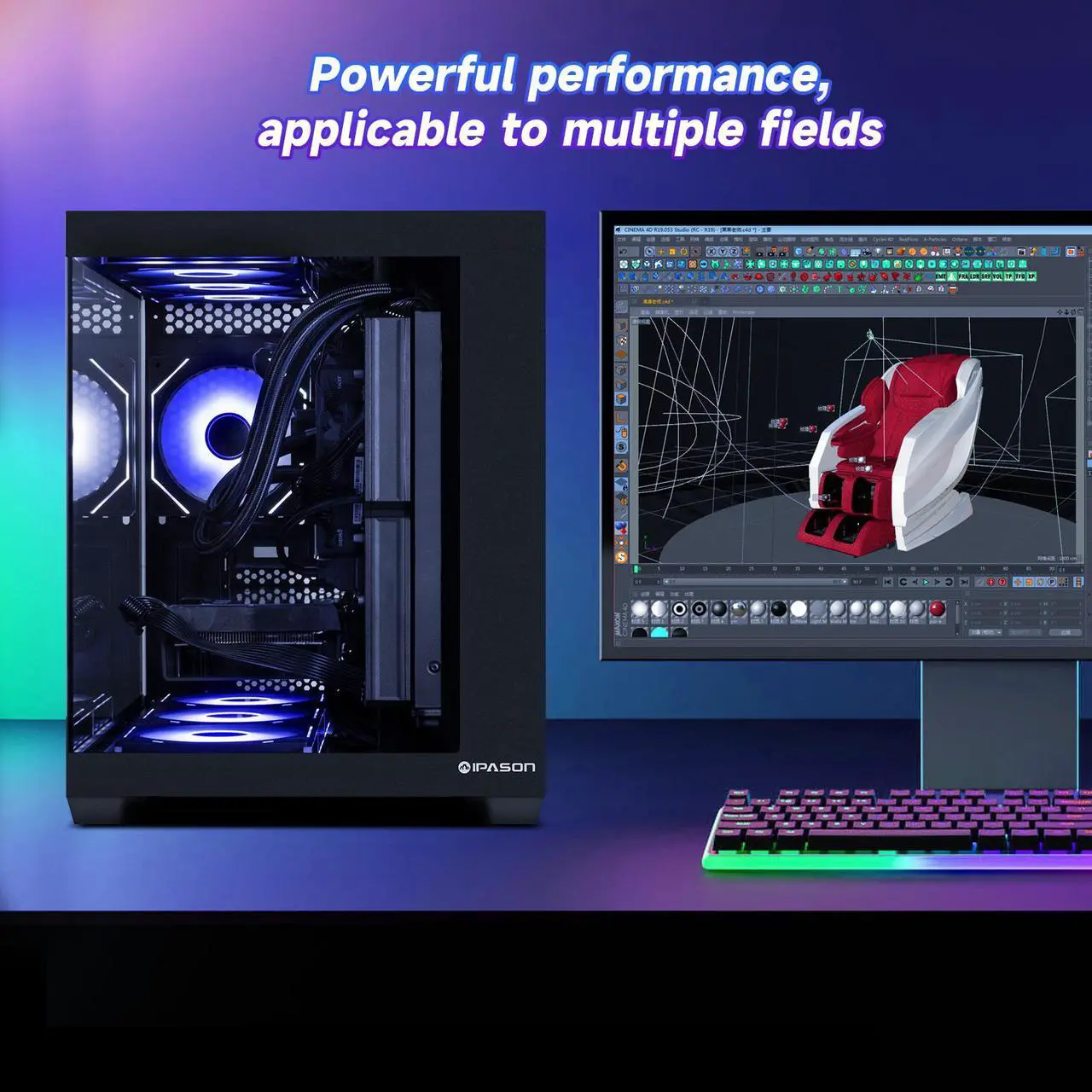 Alt view image 7 of 7 - IPASON Gaming Desktop PC , Ryzen5 9600X, Geforce RTX 5060 Ti ,MSI B650M 32GB DDR5 1TB NVMe SSD, 650W GOLD PSU, Wi-Fi,Liquid Cooler,ARGB Fans , Windows 11  ,Prebuilt Gaming Pc New compute