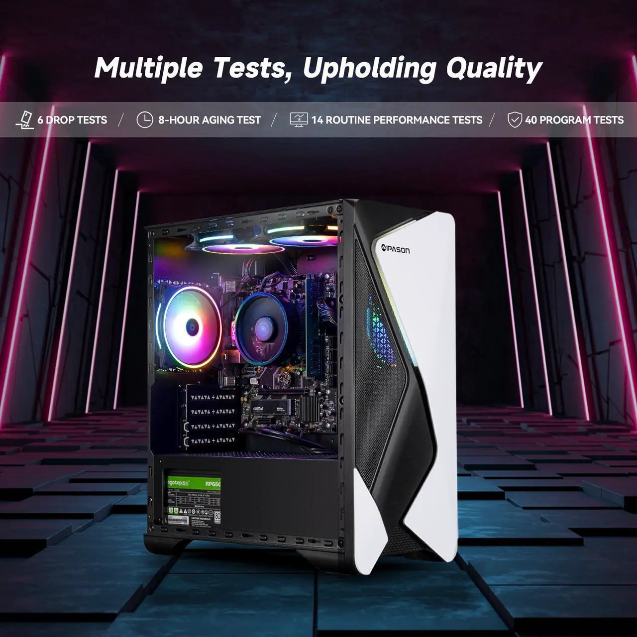 Alt view image 5 of 7 - IPASON   Gaming desktop    AMD Ryzen 7 5700G (up to 4.6GHz)   16GB DDR4 3200MHz    1TB M.2 NVMe    550W PSU    Windows 11 home    WIFI    Gaming PC